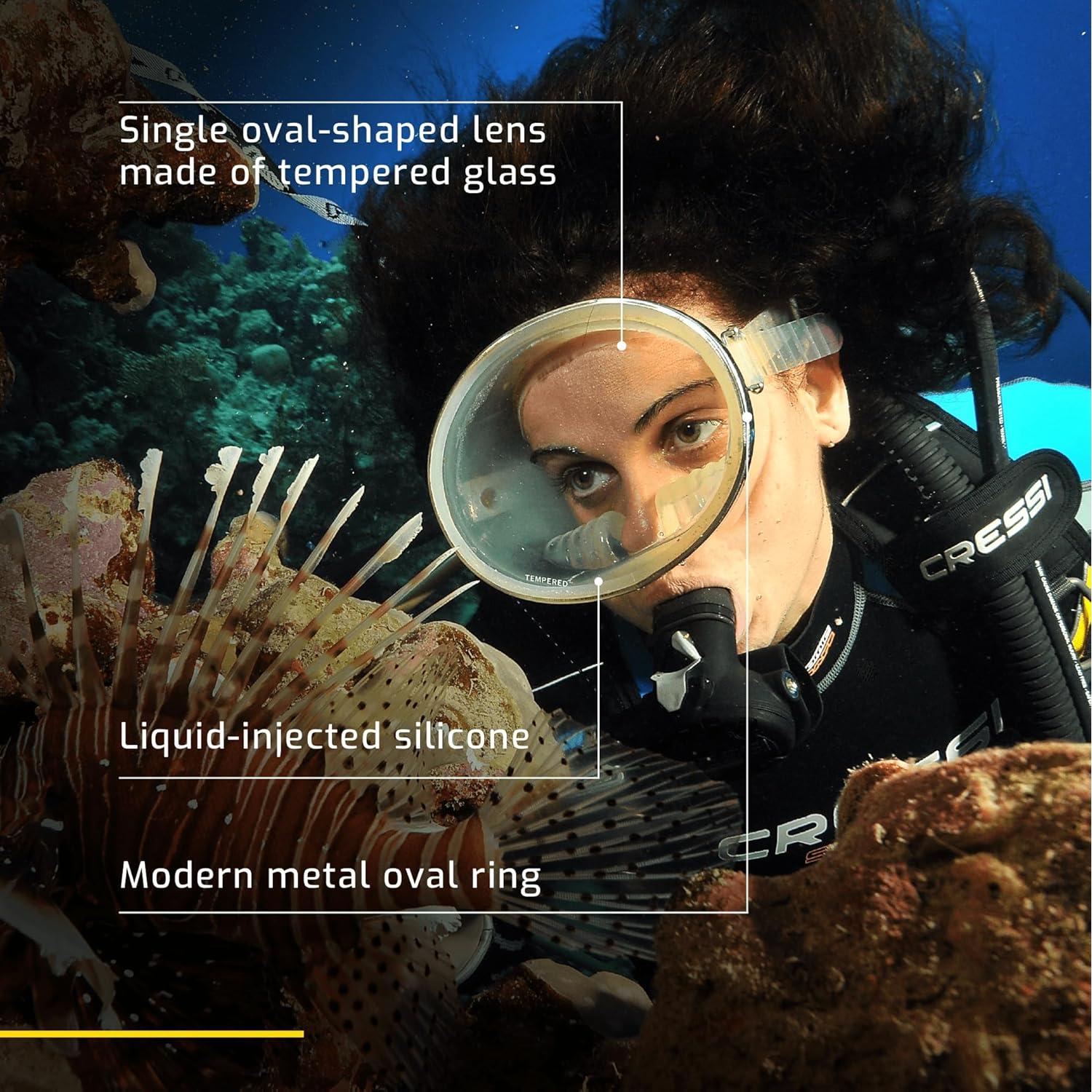 Máscara de Buceo Cressi Pacifico Retro Ovalada - Vidrio Templado