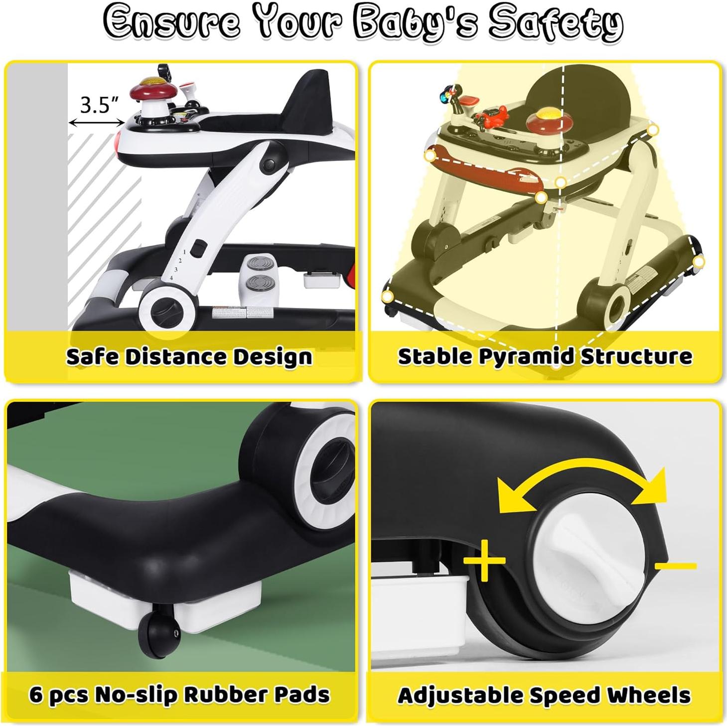 Andador 6 en 1 TODEFULL Negro con Altura y Velocidad Ajustables