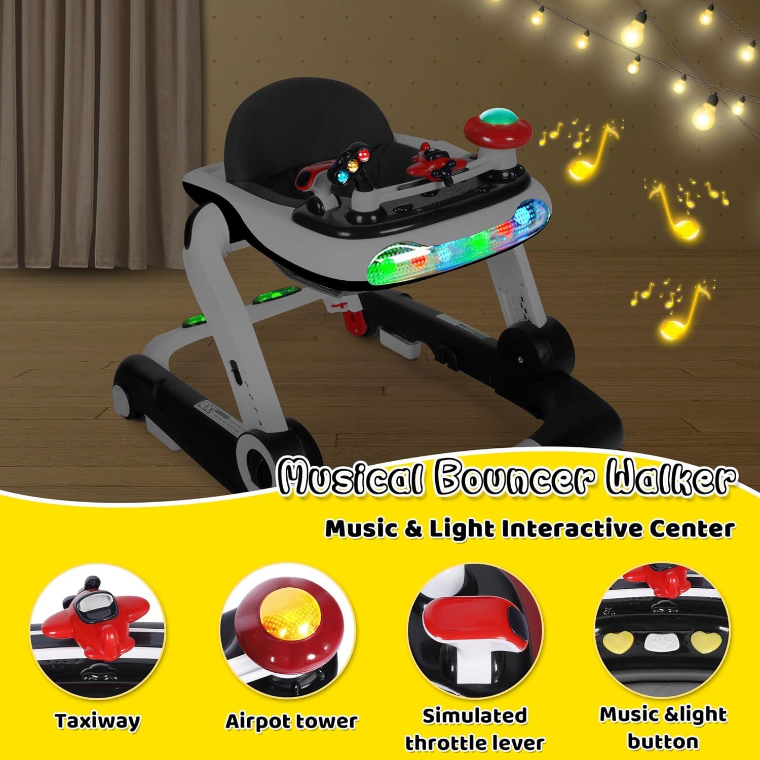 Andador 6 en 1 TODEFULL Negro con Altura y Velocidad Ajustables