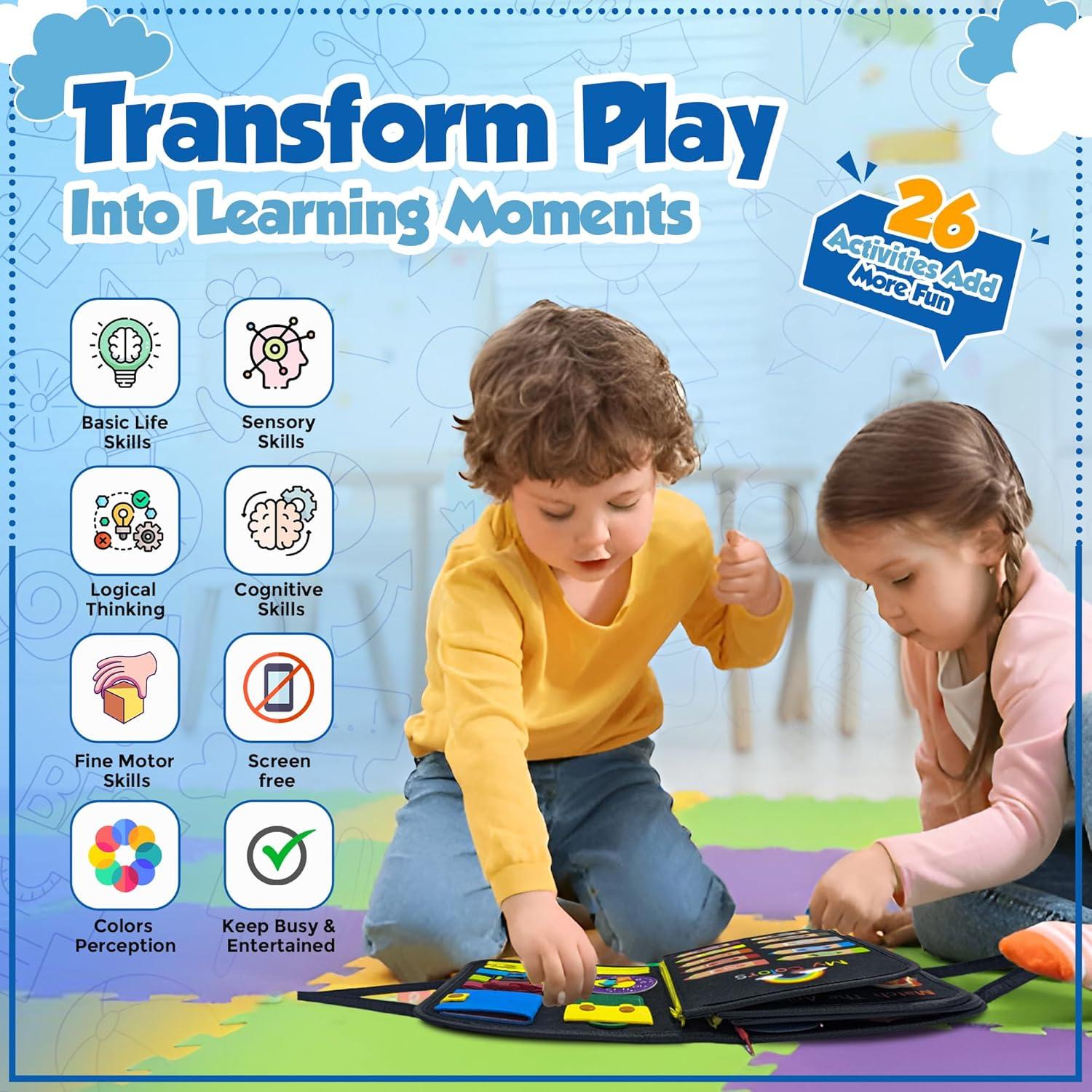 Tablero Ocupado Montessori Jatsmore Negro 28x23cm para Niños 3-5 Años