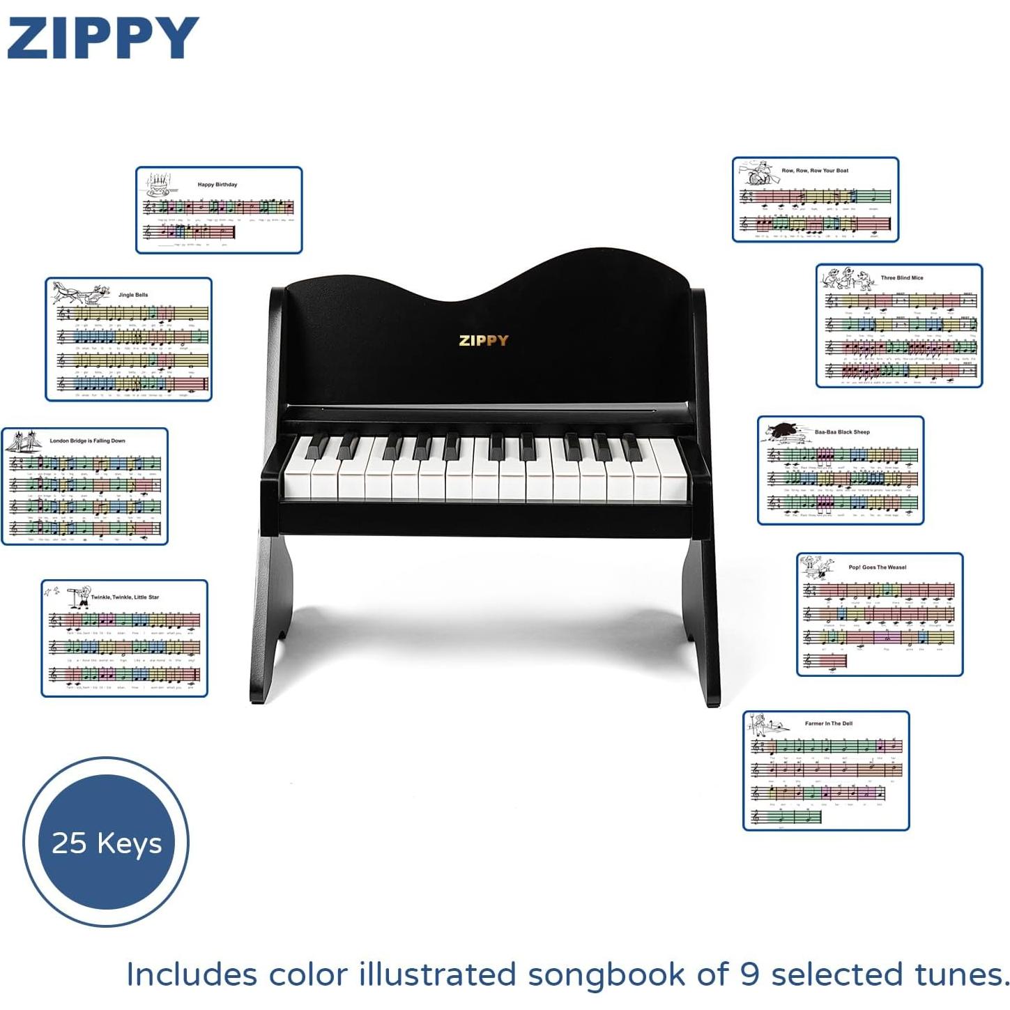 Piano Digital ZIPPY para Niños 25 Teclas Madera Negro