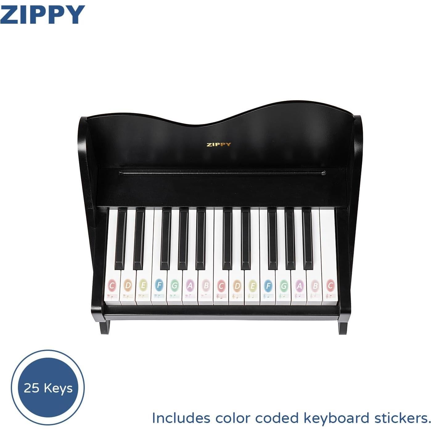 Piano Digital ZIPPY para Niños 25 Teclas Madera Negro