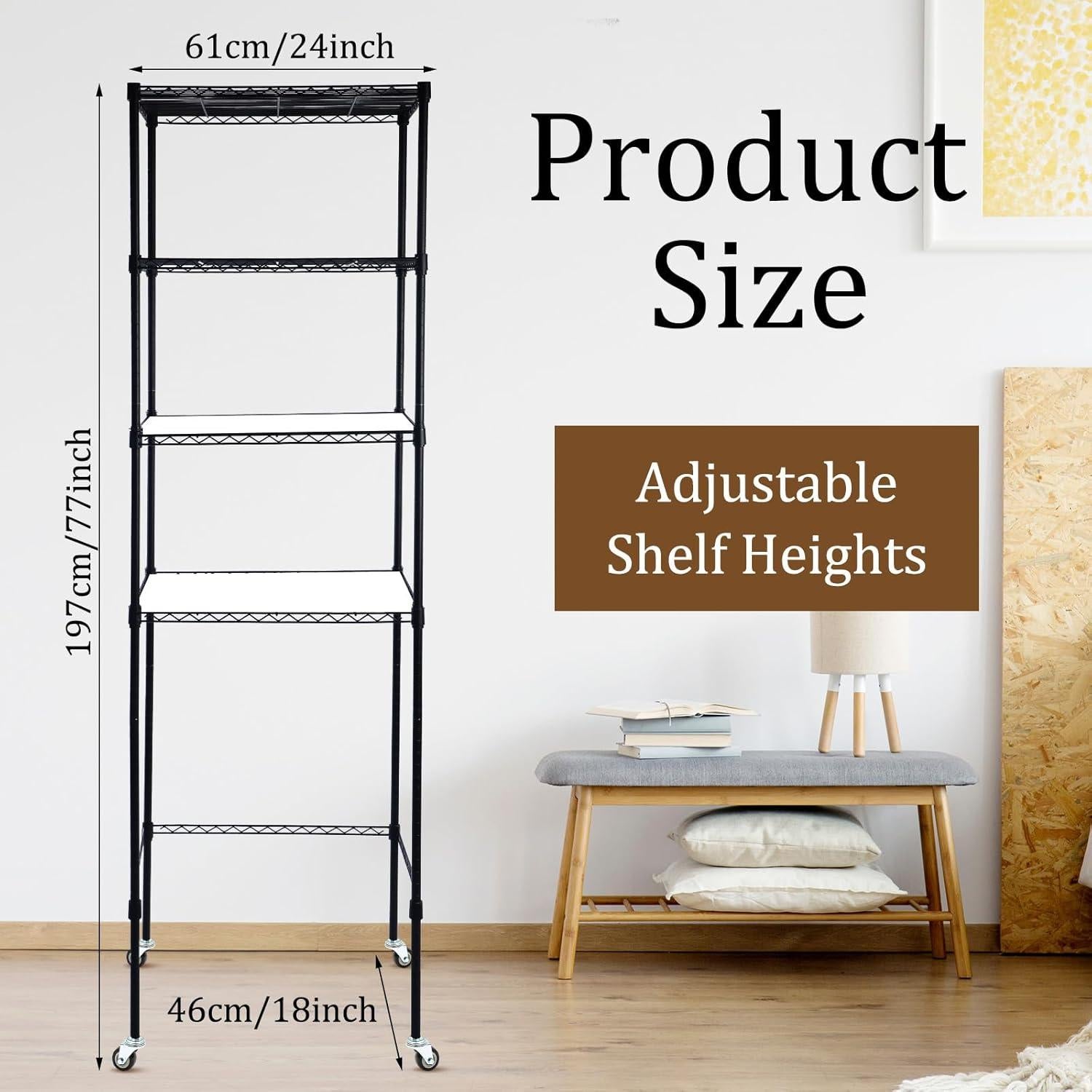 Estante para Mini Nevera Huwena SHY1388 4 Niveles Ajustable Negro