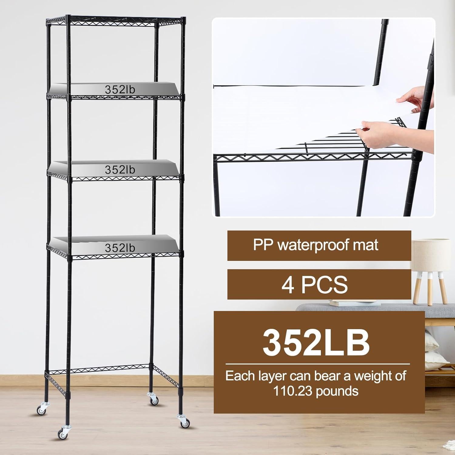 Estante para Mini Nevera Huwena SHY1388 4 Niveles Ajustable Negro