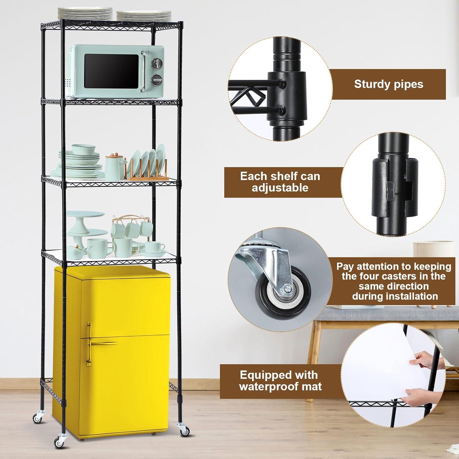 Estante para Mini Nevera Huwena SHY1388 4 Niveles Ajustable Negro