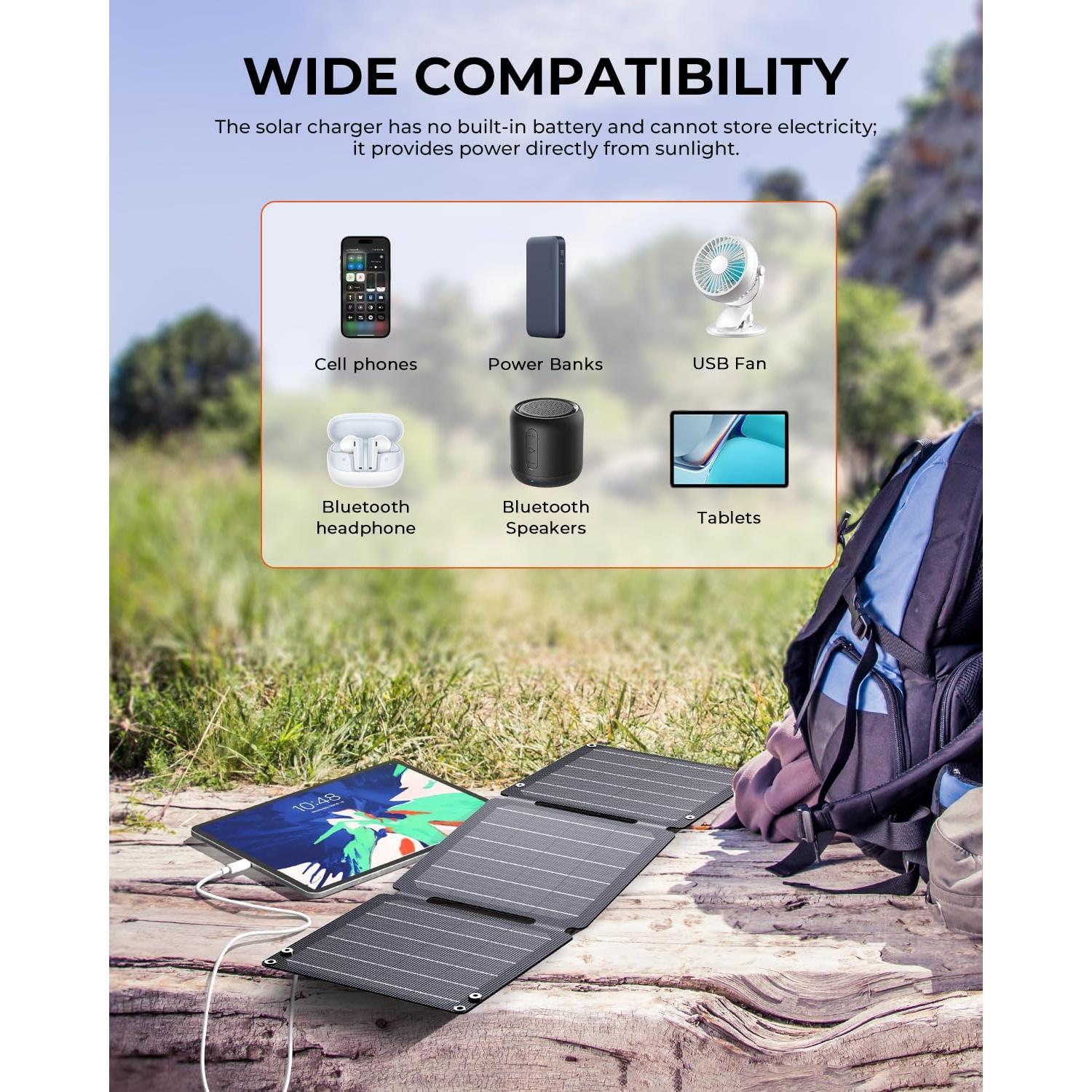 Cargador Solar Portátil BigBlue 21W USB-A/C Impermeable IP68