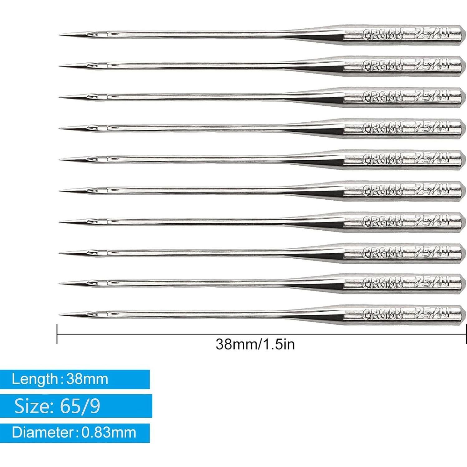 50 Agujas de Bordado HAX1 65/9 Brother Acero Inoxidable