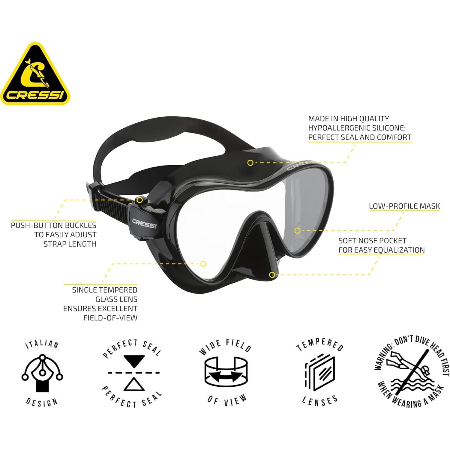 Máscara de Buceo Cressi F1 Silicona Ajustable Unisex