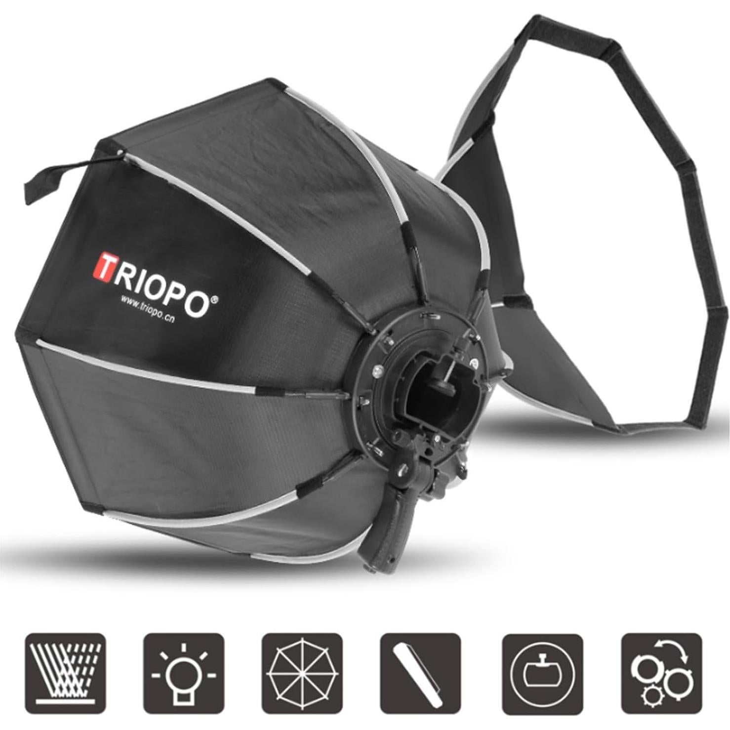 Softbox Octagonal 55cm Triopo para Flash Godox y Yongnuo