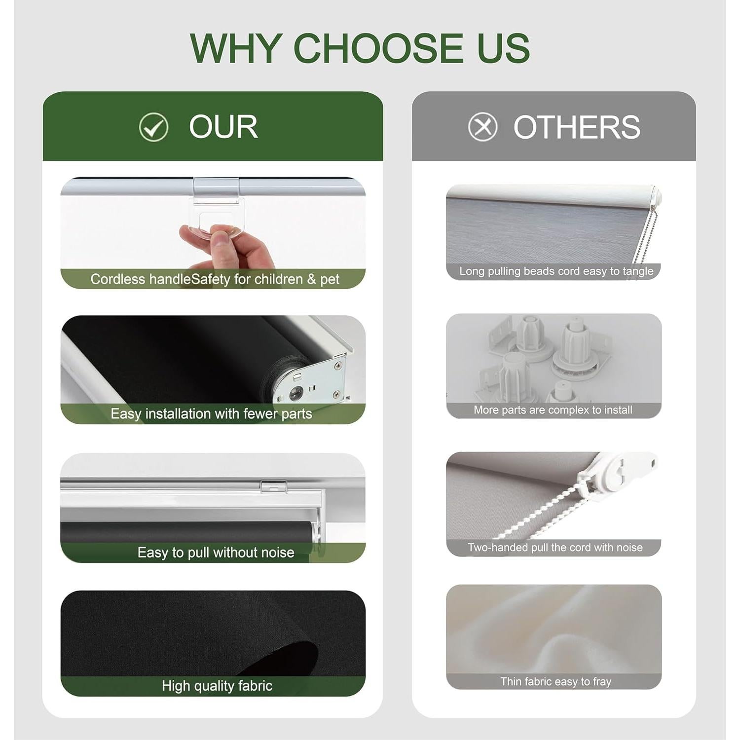 Persianas enrollables KALYSIE 100% opacas 50.8x190.5 cm negras