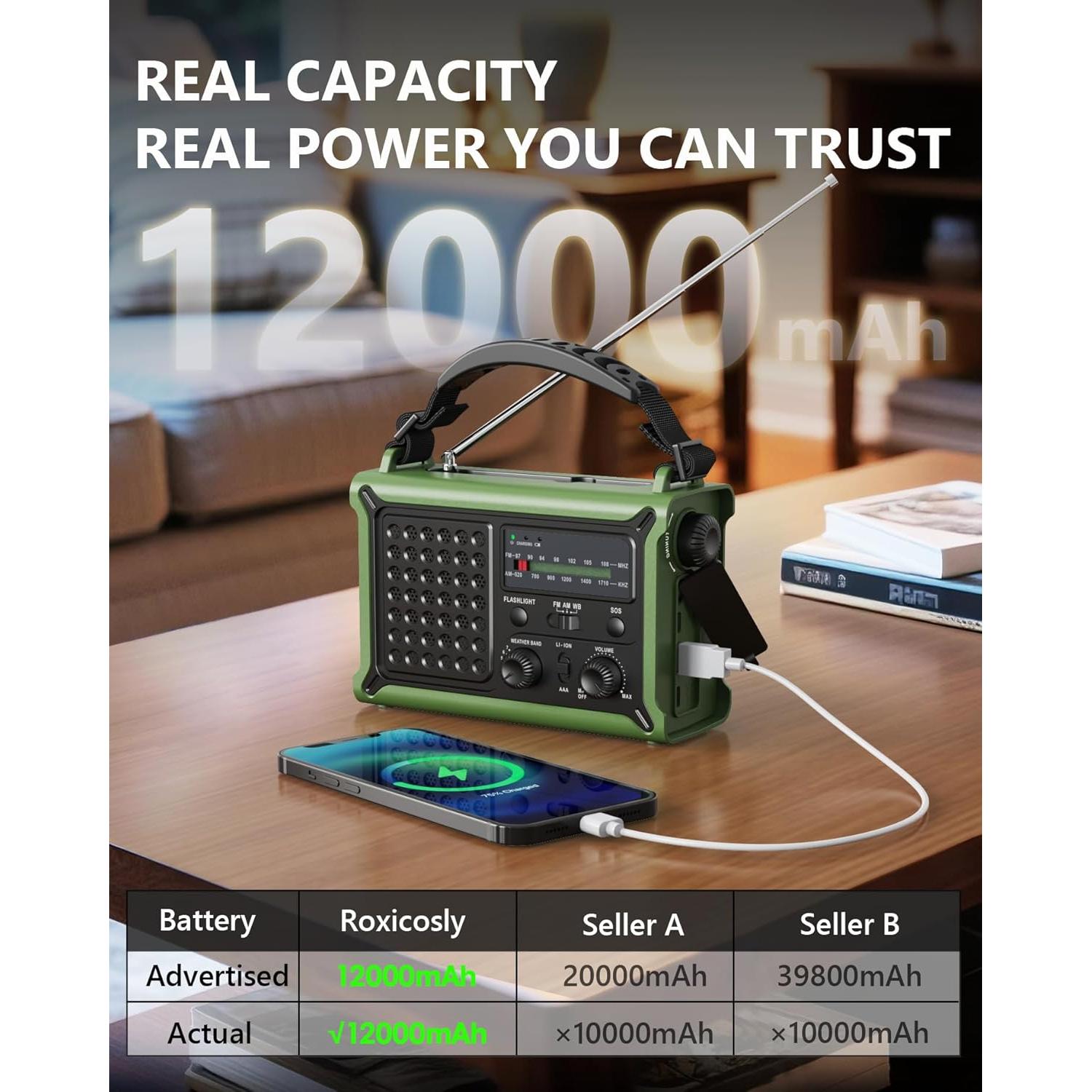 Radio Meteorológica de Emergencia Wismco CR1030 12000mAh Solar