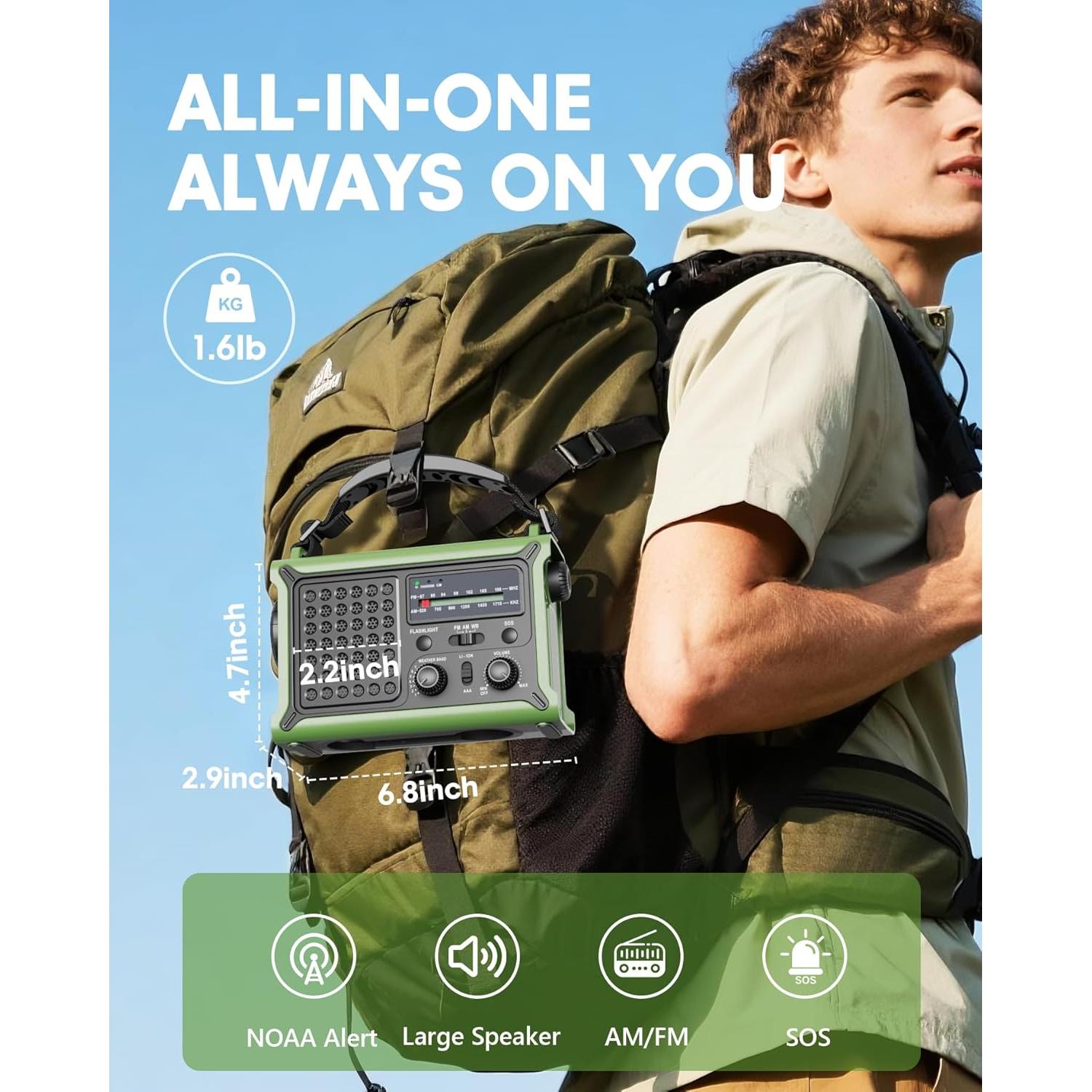 Radio Meteorológica de Emergencia Wismco CR1030 12000mAh Solar