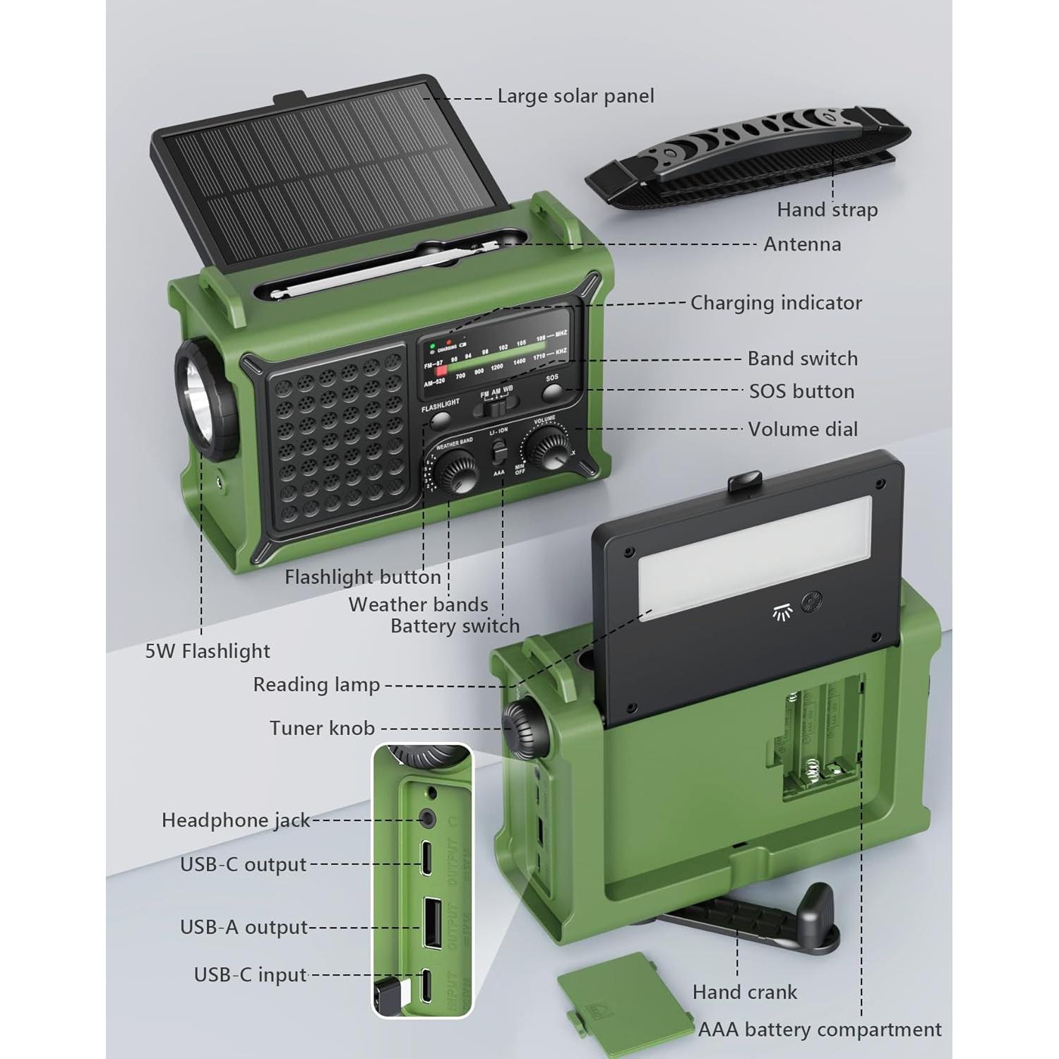 Radio Meteorológica de Emergencia Wismco CR1030 12000mAh Solar