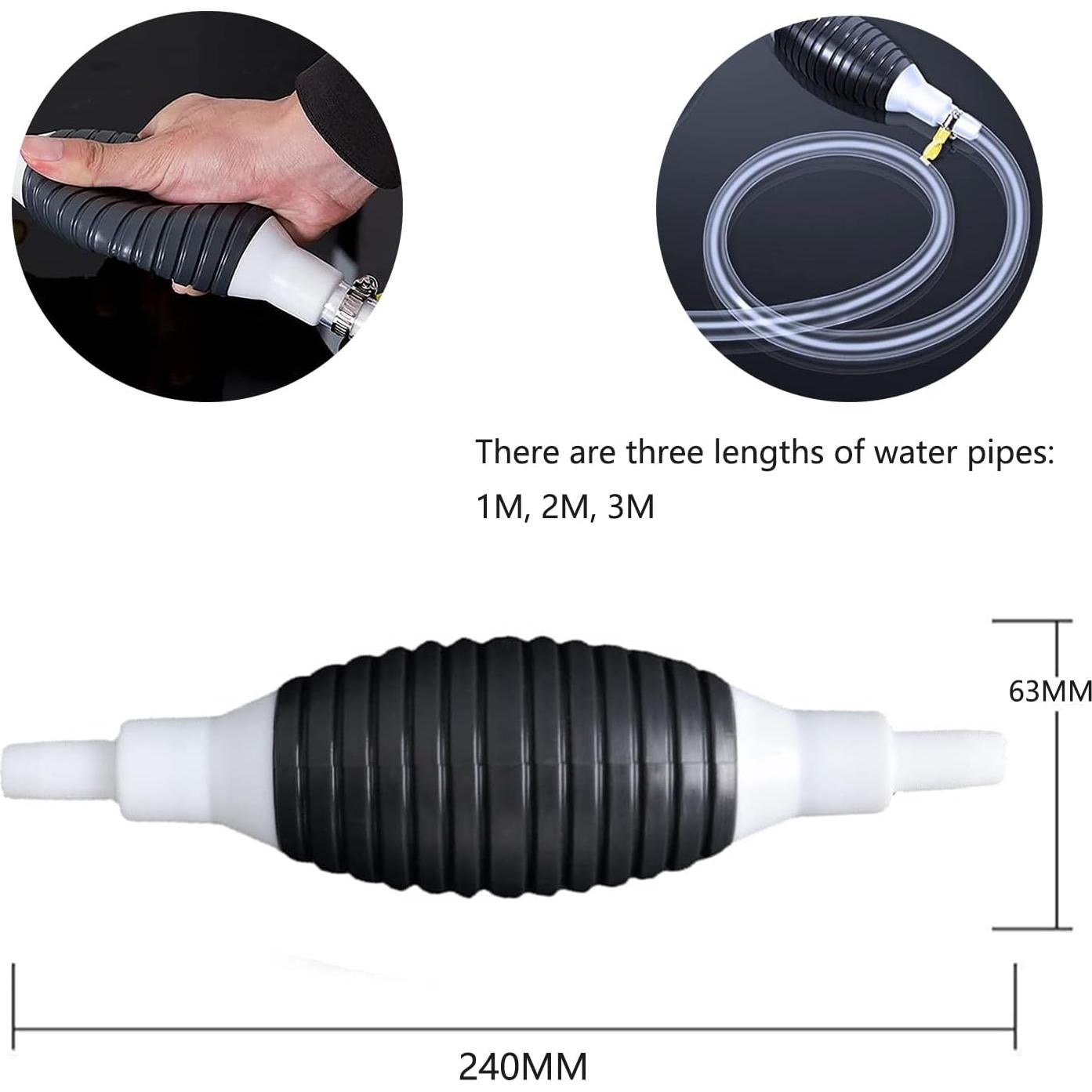 Bomba de Sifón Manual KERUI 1ST para Gasolina y Líquidos 0.97m