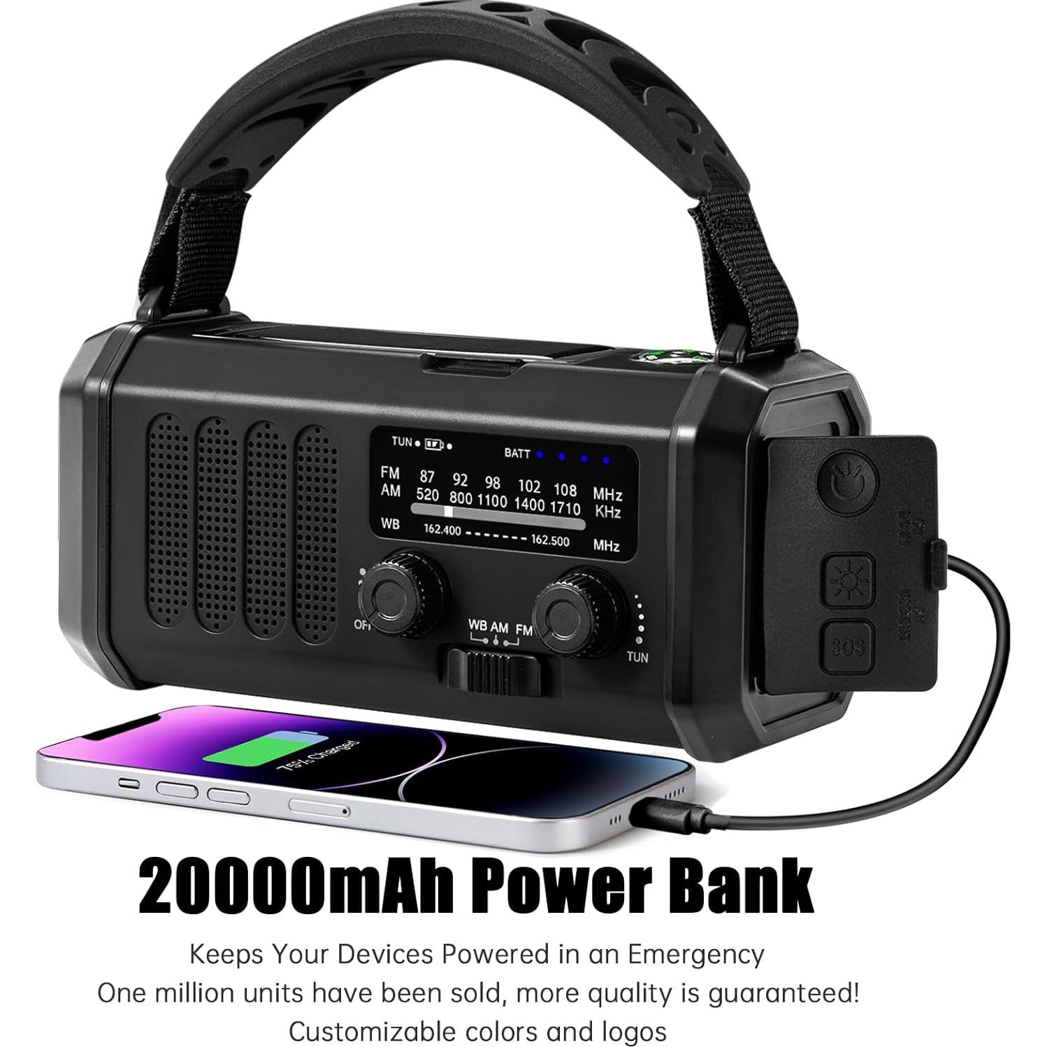 Radio Meteorológica de Emergencia Juvihuxy 20000mAh NOAA AM FM