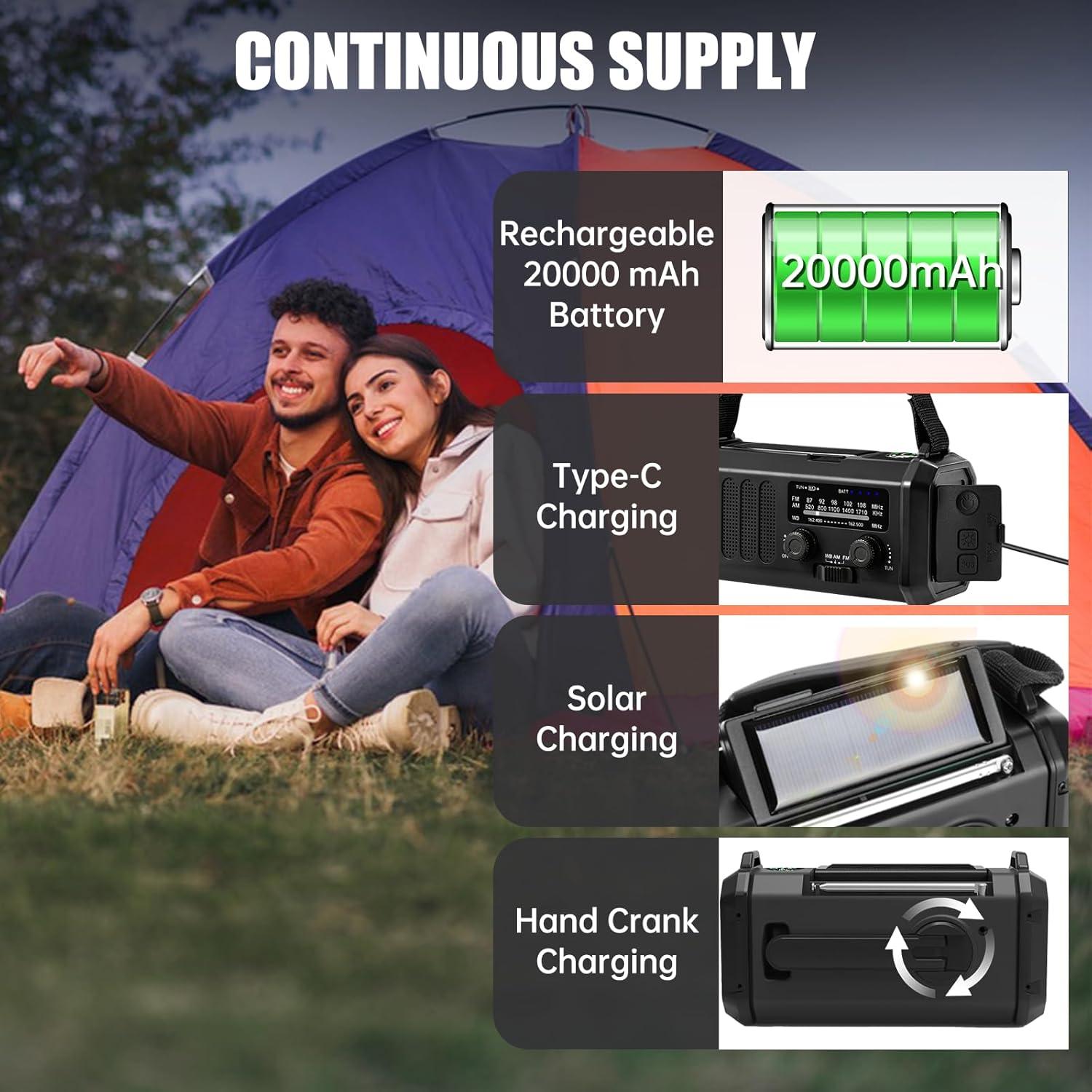 Radio Meteorológica de Emergencia Juvihuxy 20000mAh NOAA AM FM