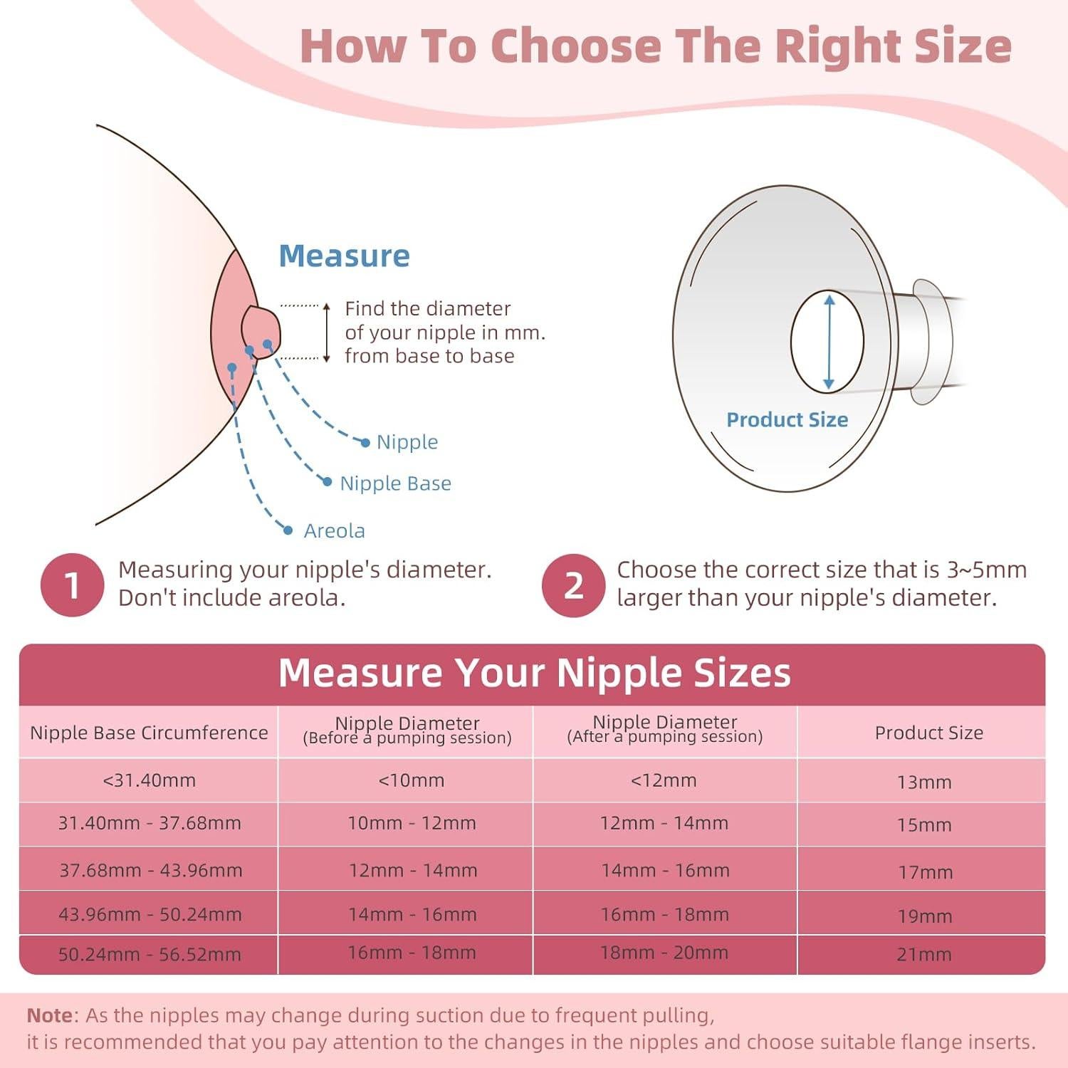 Insertos de Brida 17/19/21mm 6PCS LOTBILL para Extractor de Leche