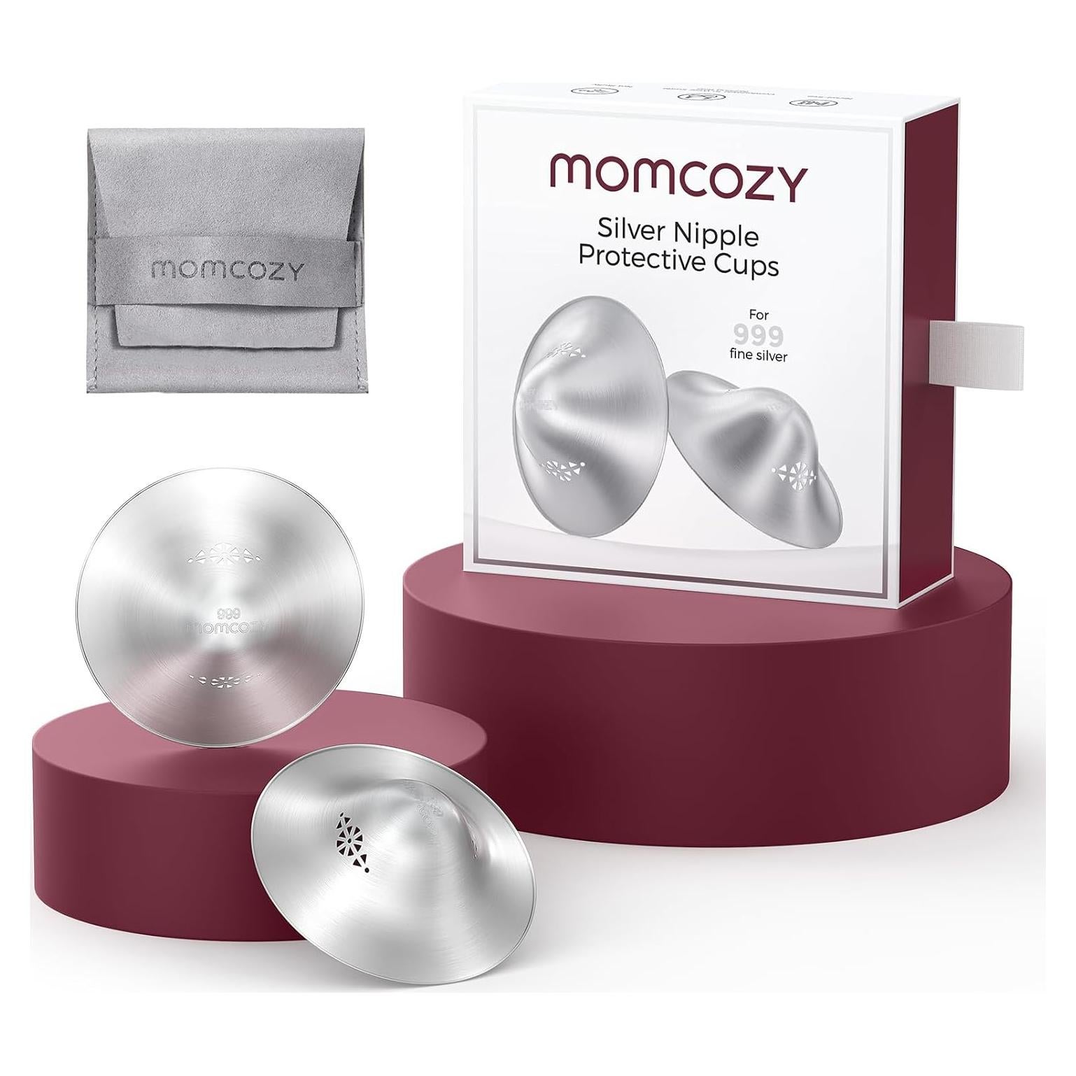 Copas de Lactancia Momcozy 999 Plata XL Perforadas Transpirables