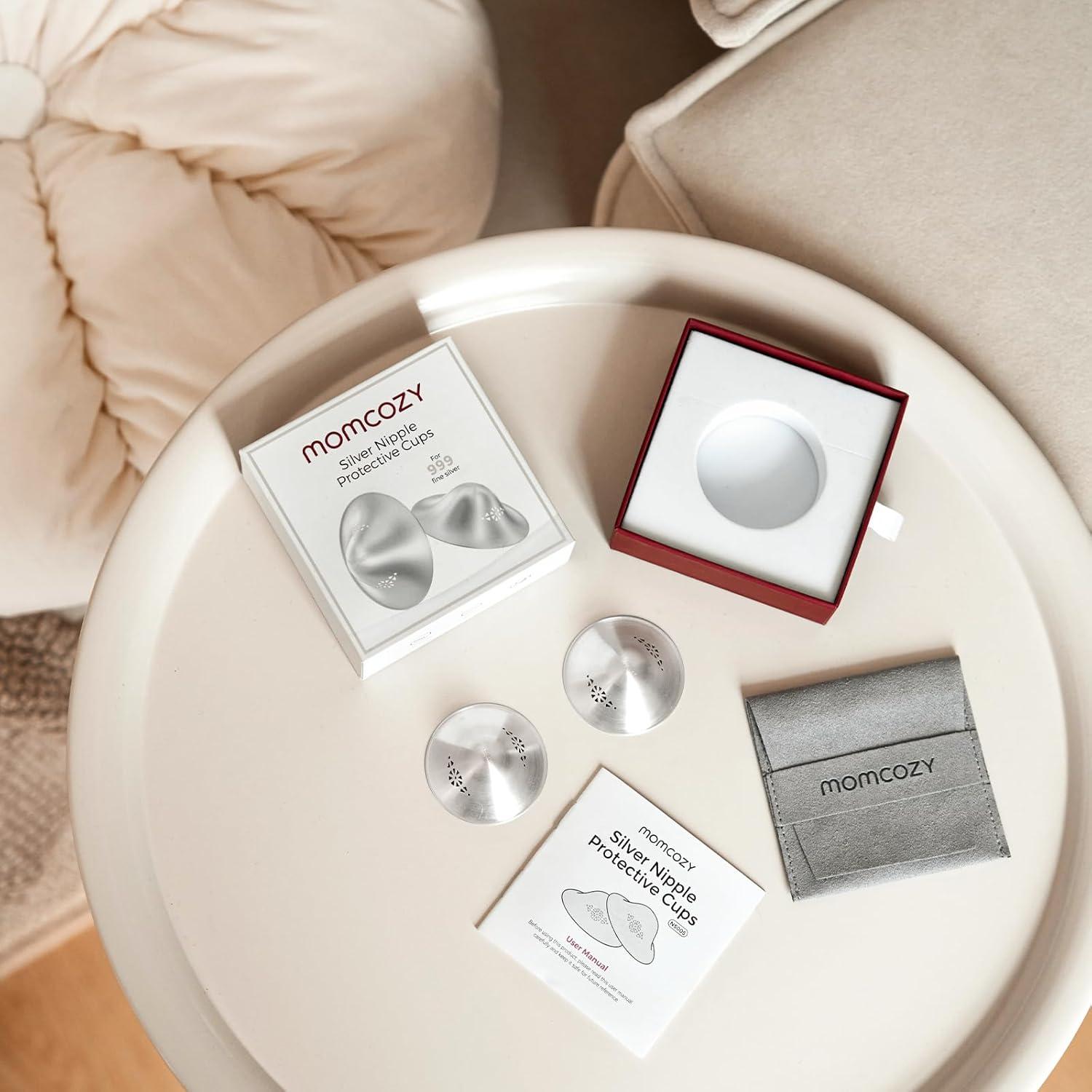 Copas de Lactancia Momcozy 999 Plata XL Perforadas Transpirables