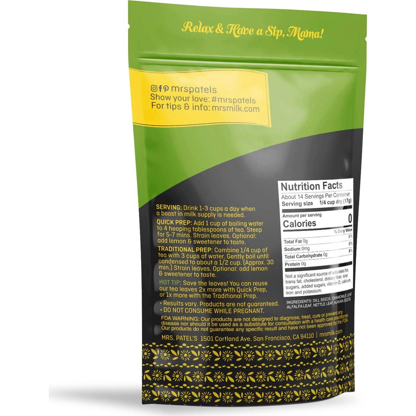 Té de Lactancia Sra. Patel 234g - Mezcla Herbal Sin Cafeína