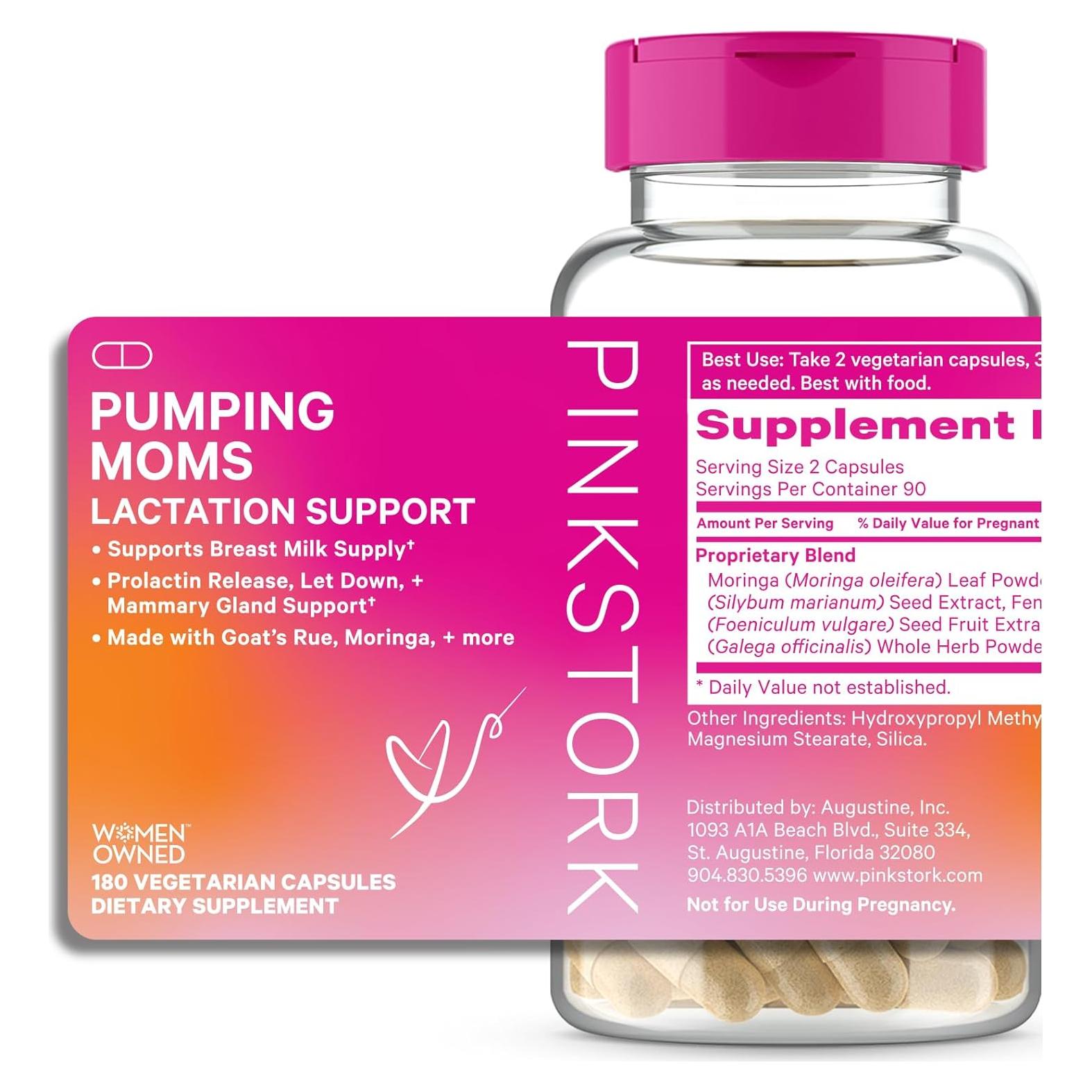 Suplemento de Lactancia Pink Stork - 180 Cápsulas con Moringa