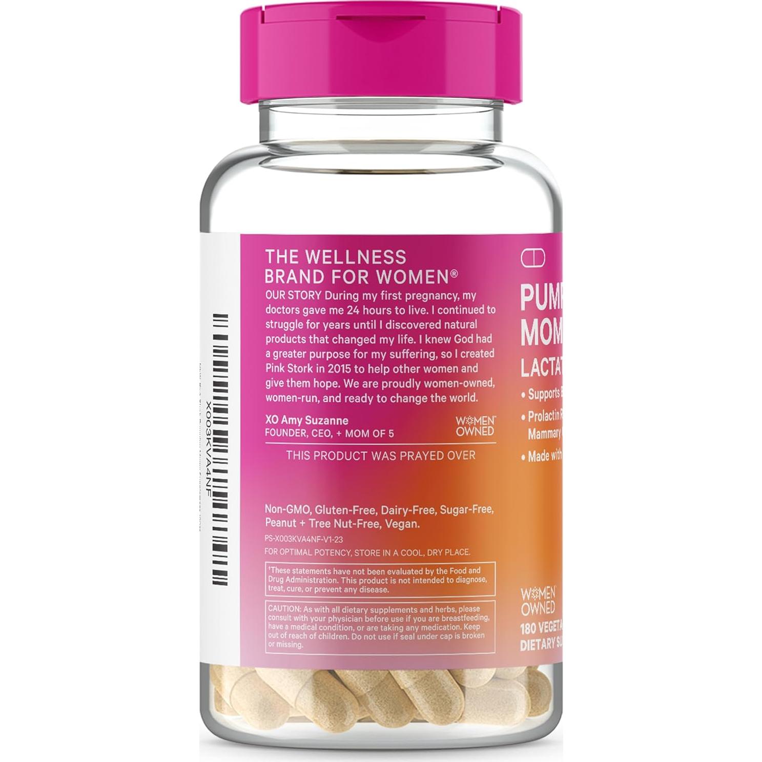 Suplemento de Lactancia Pink Stork - 180 Cápsulas con Moringa