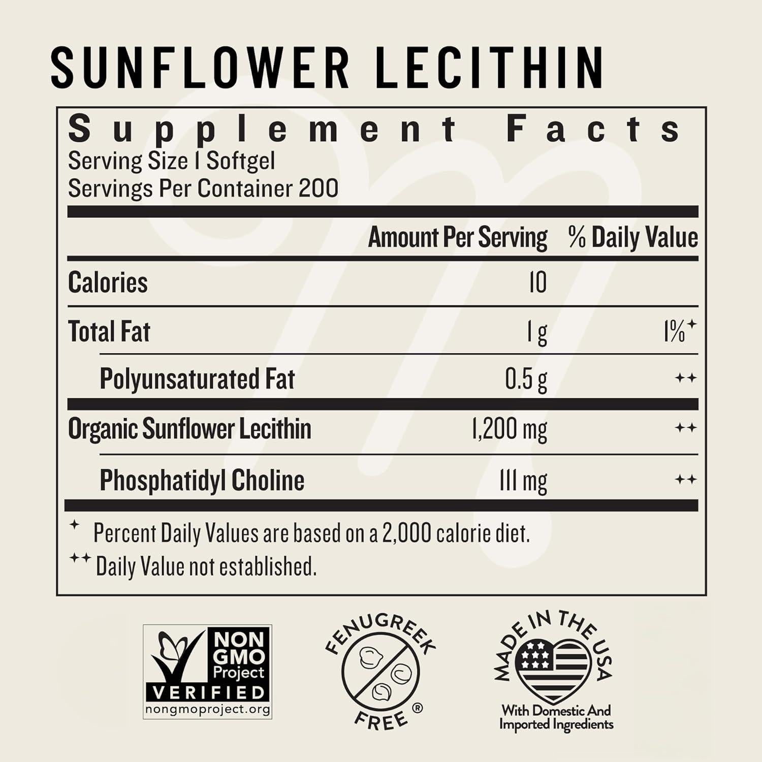 Lecitina de Girasol Legendairy Milk 1200mg 200 Cápsulas