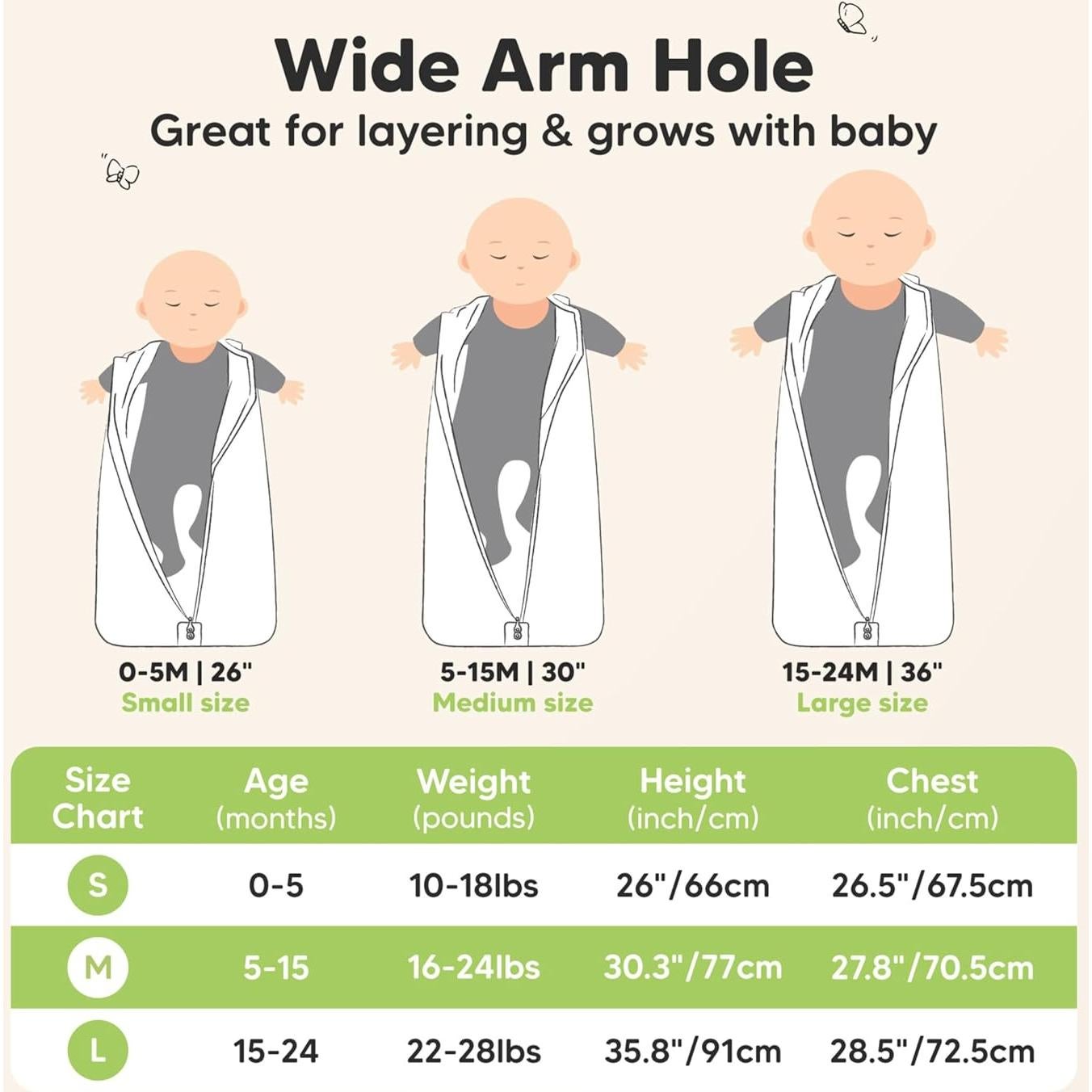 Saco de Sueño Snooze KeaBabies 0.5TOG Algodón Orgánico 2 Piezas