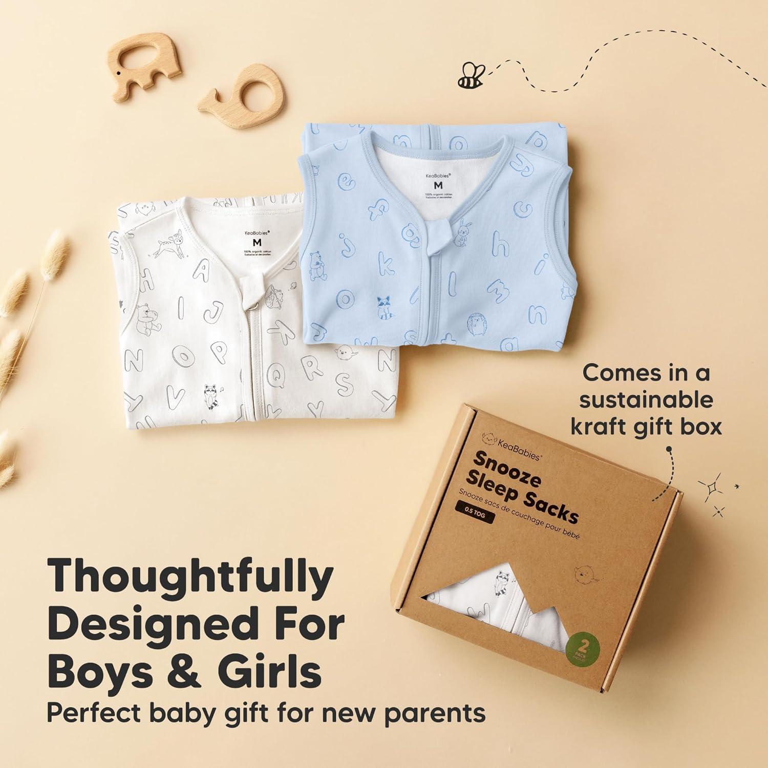 Saco de Sueño Snooze KeaBabies 0.5TOG Algodón Orgánico 2 Piezas