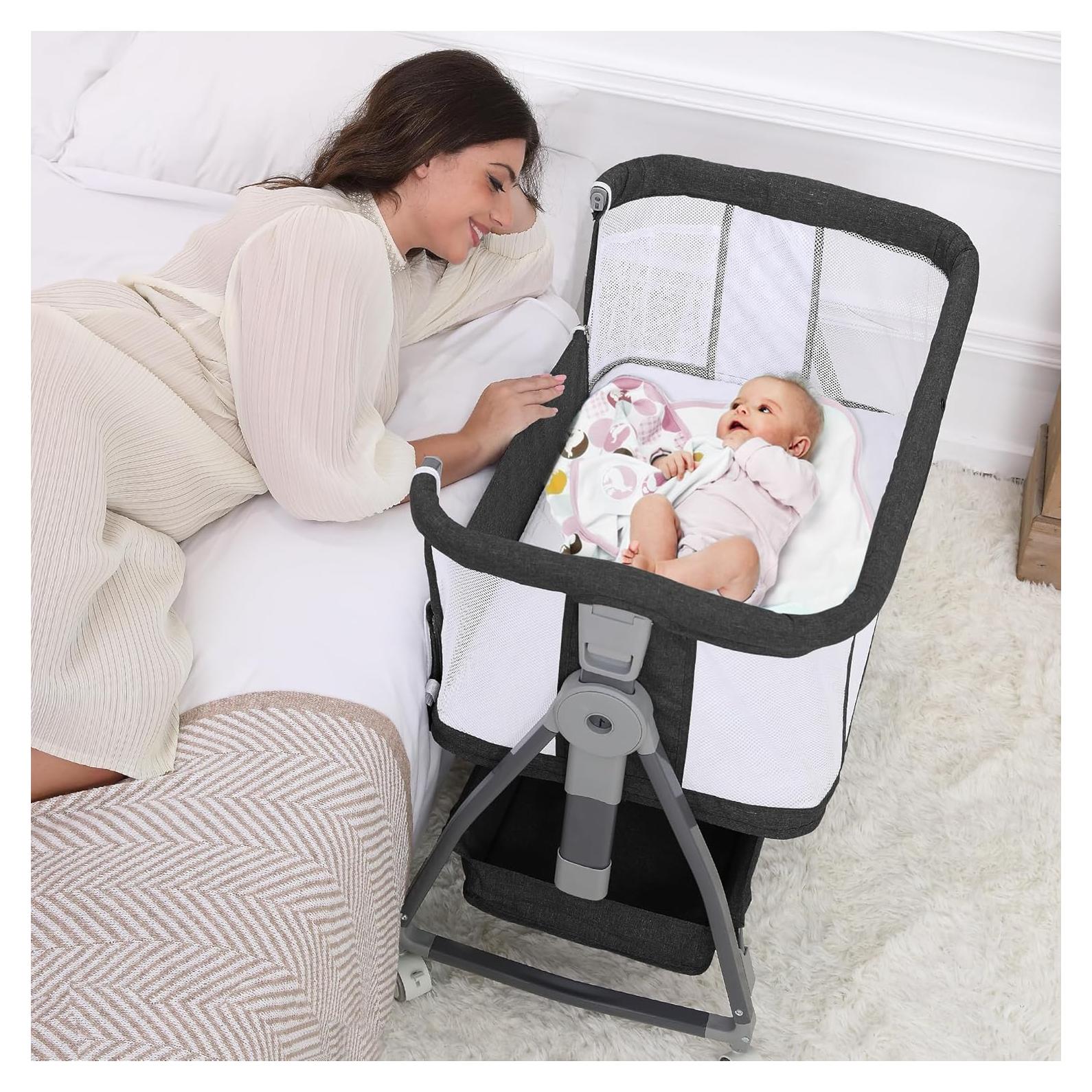 Cuna de Bebé Luvkixen 3 en 1 Colecho Ajustable con Colchón