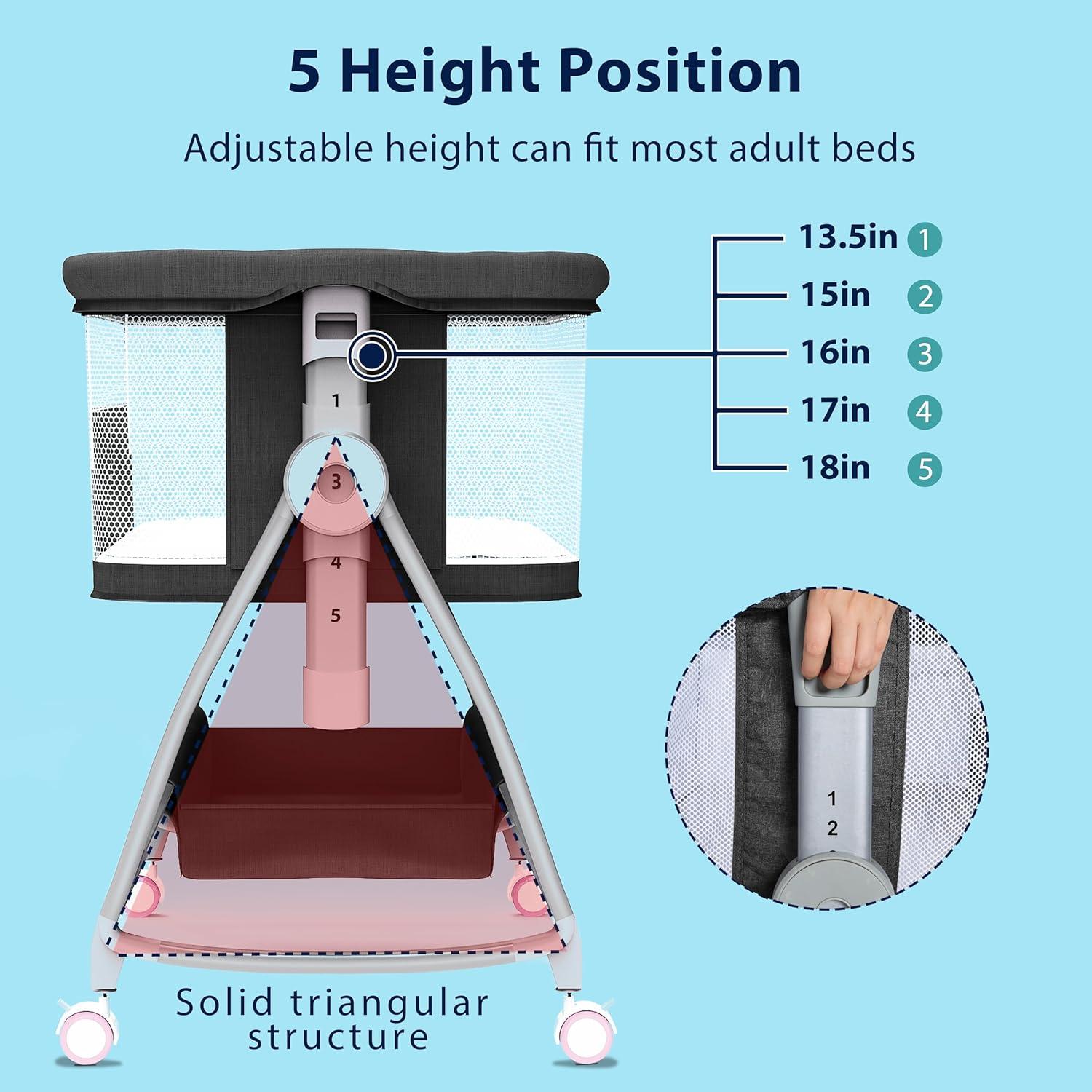Cuna de Bebé Luvkixen 3 en 1 Colecho Ajustable con Colchón