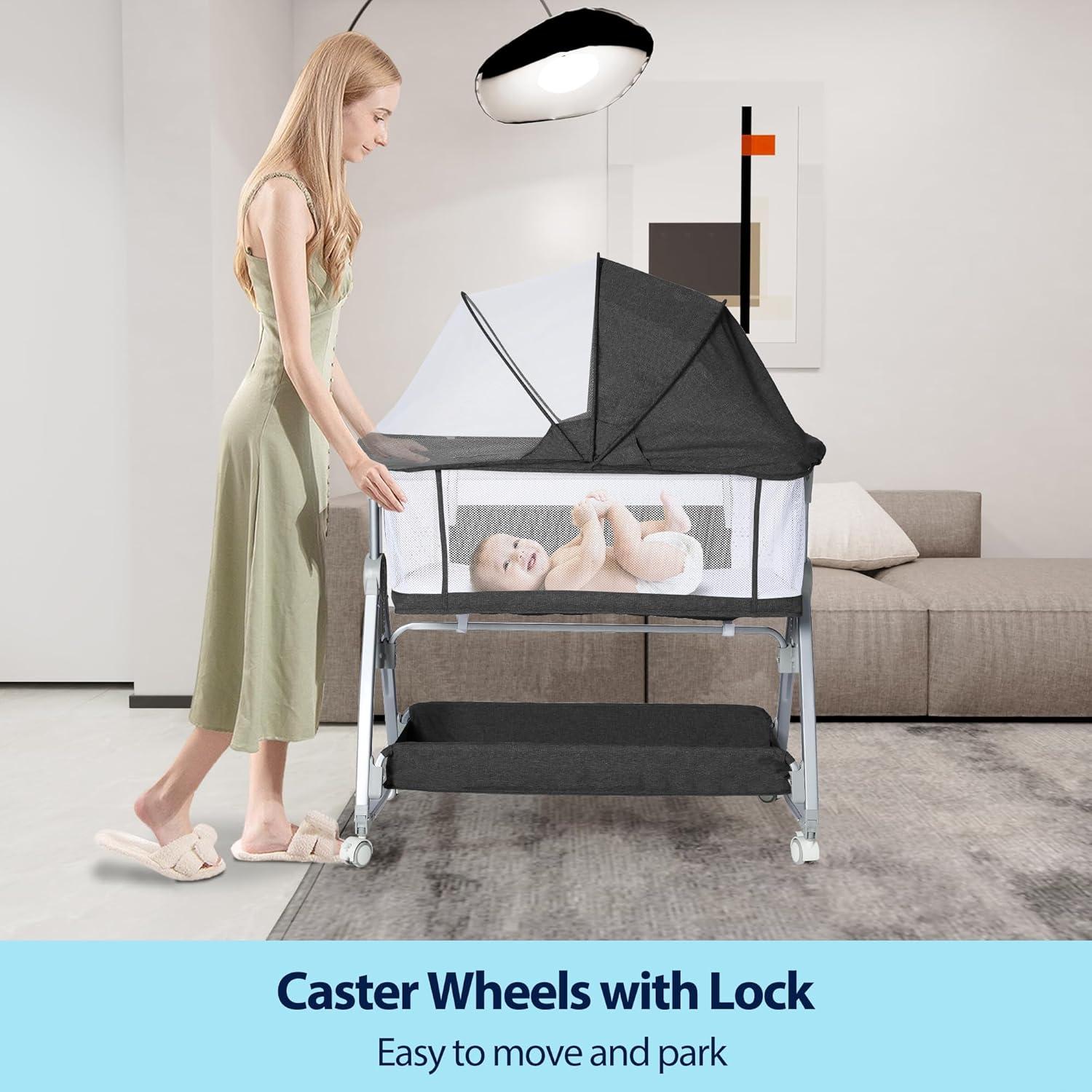 Cuna de Bebé Luvkixen 3 en 1 Colecho Ajustable con Colchón