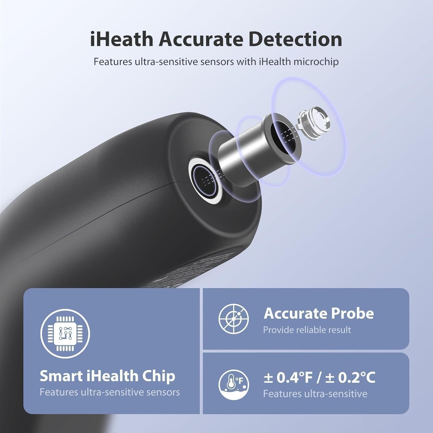 Termómetro Sin Contacto iHealth PT2L Negro - Medición Rápida 1s