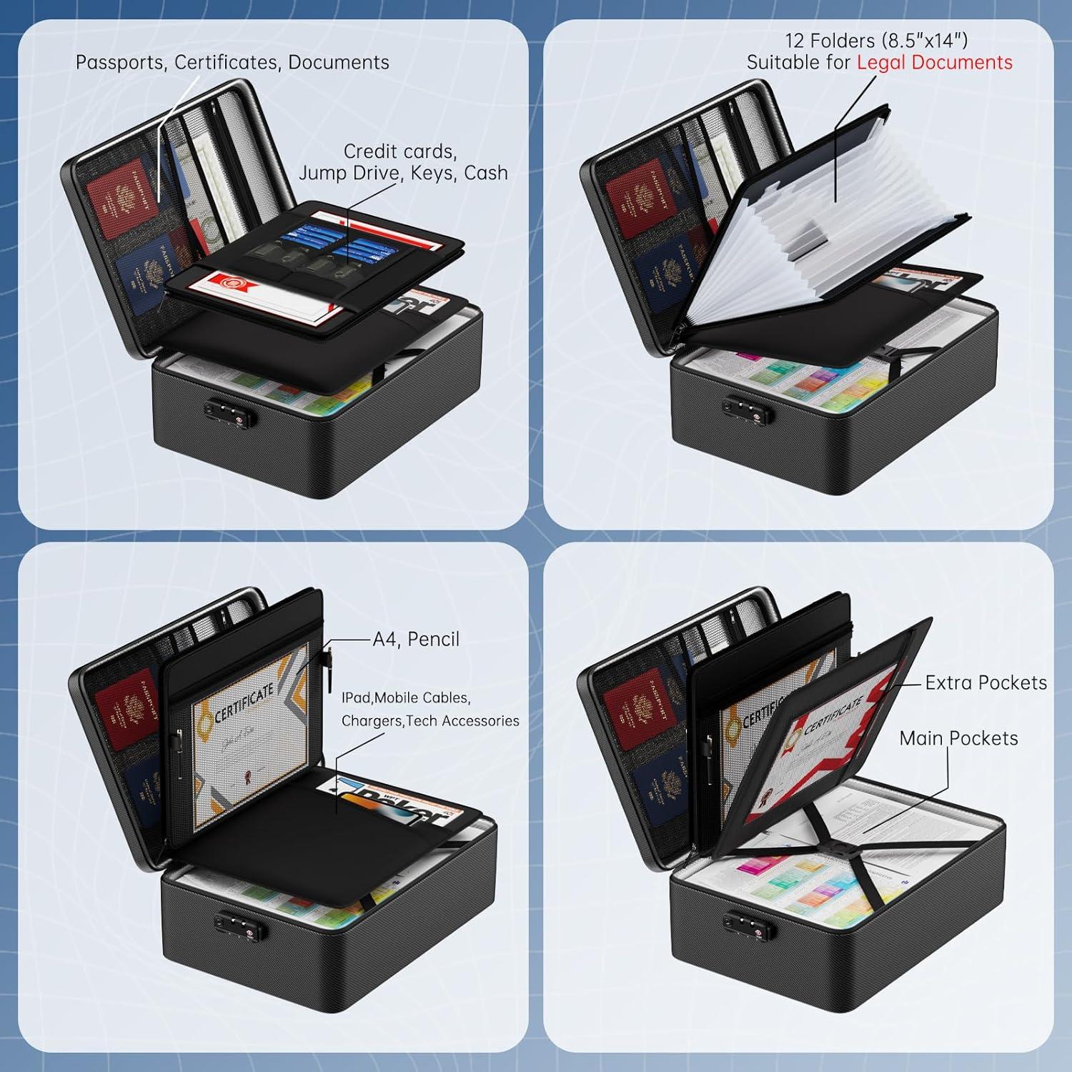 Bolsa de Documentos Ignífuga JIHOX 43x29 cm Impermeable