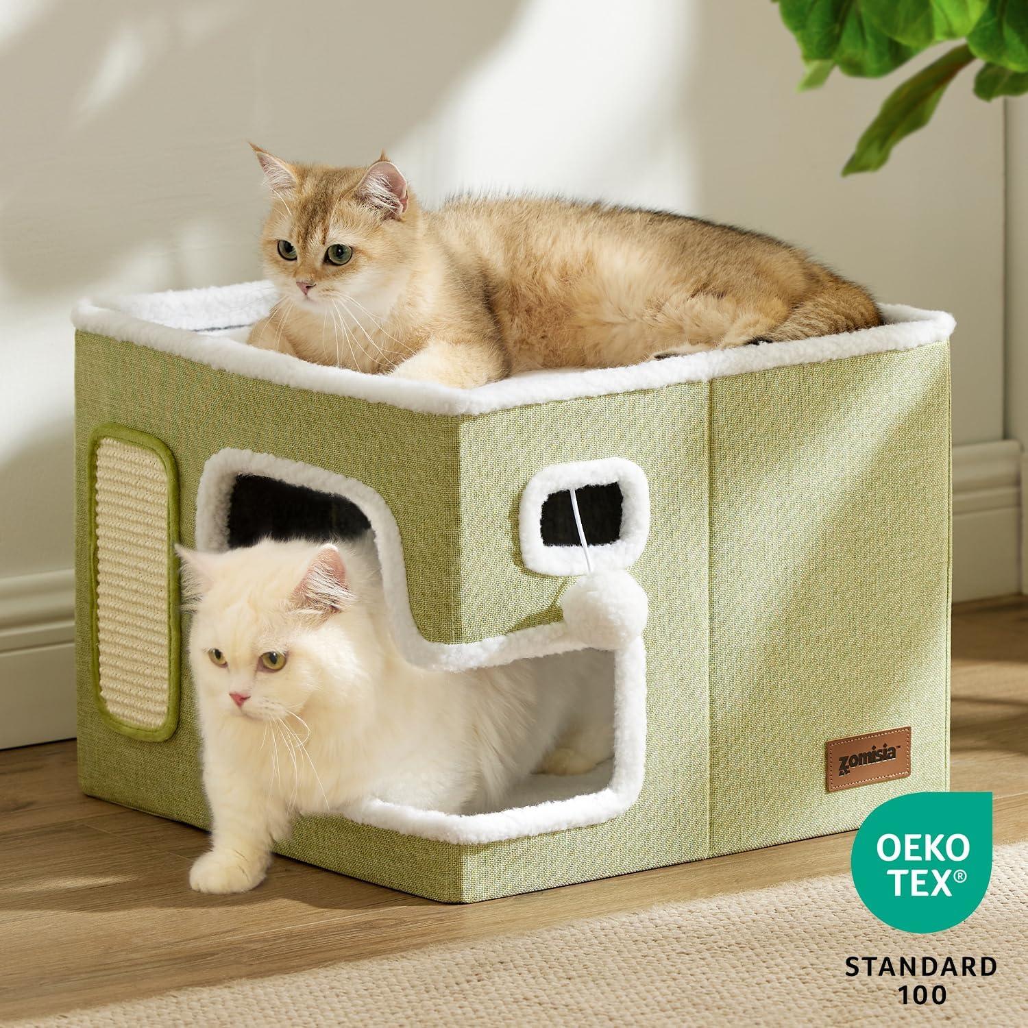 Cama para Gatos Apollo Grande con Rascador y Escondite Gris