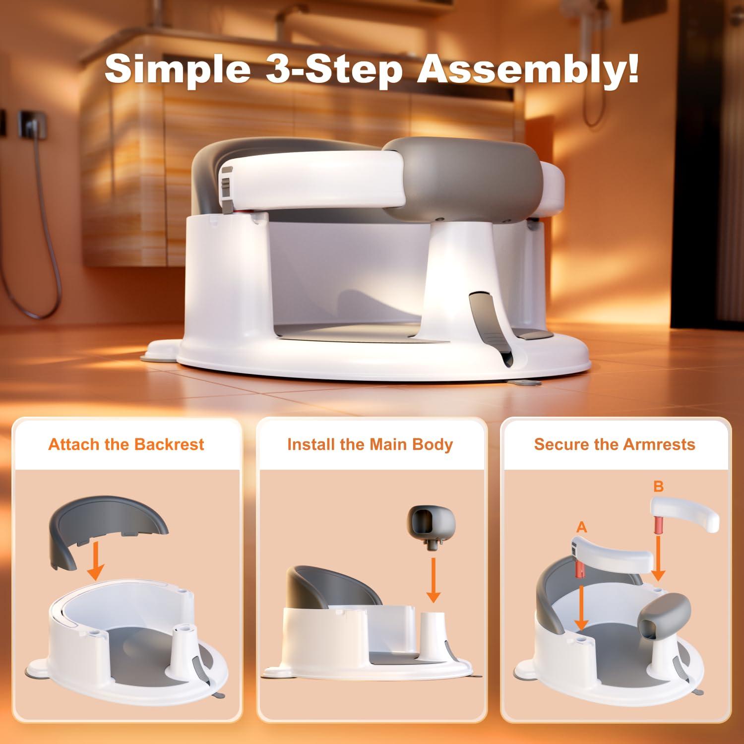 Asiento de Baño Antideslizante ONTHEWEI Azul 6-24 Meses