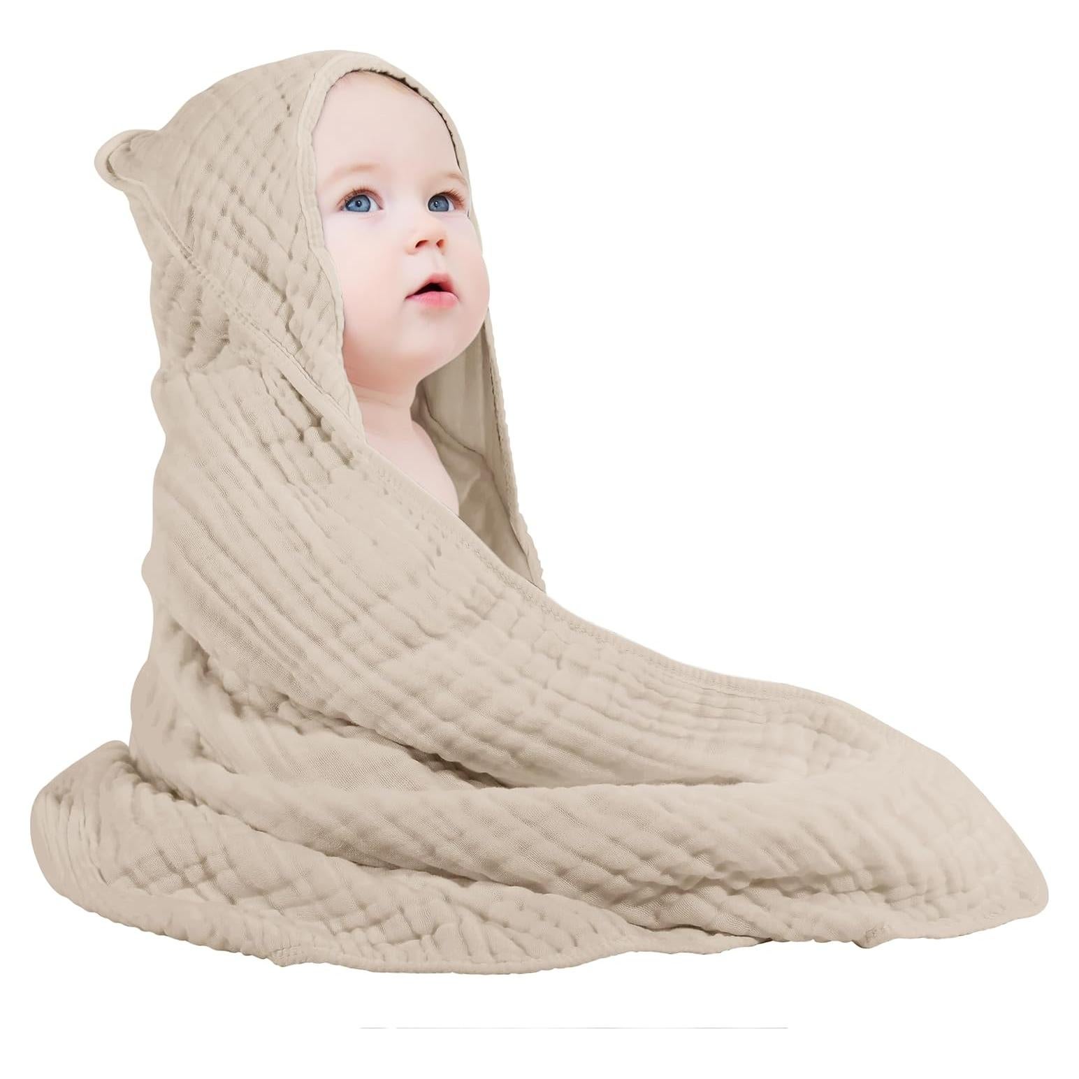 Toalla con Capucha Yoofoss 100% Algodón Muselina 81x81cm