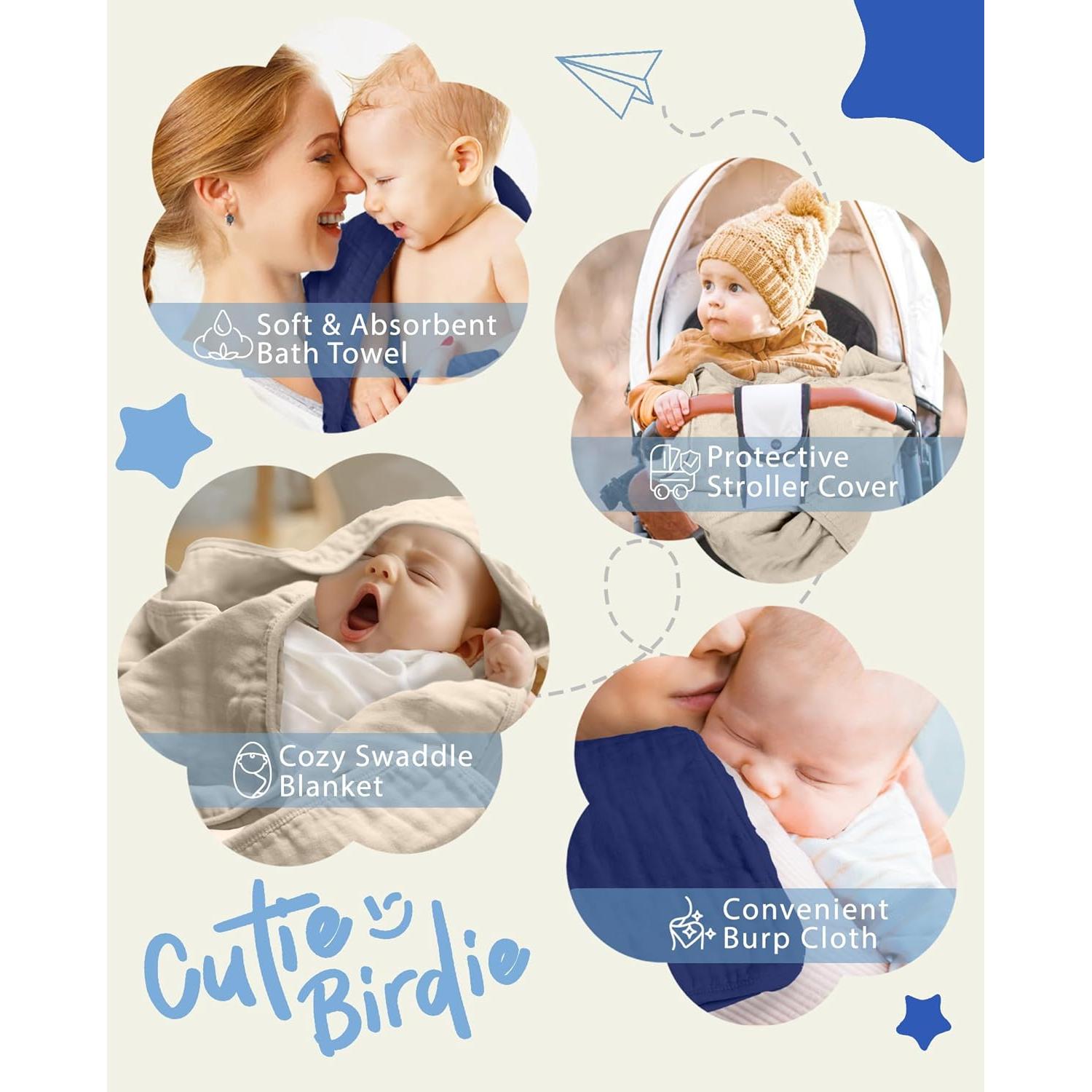 Toalla con Capucha Cutie Birdie 100% Algodón Muselina 81x81 cm