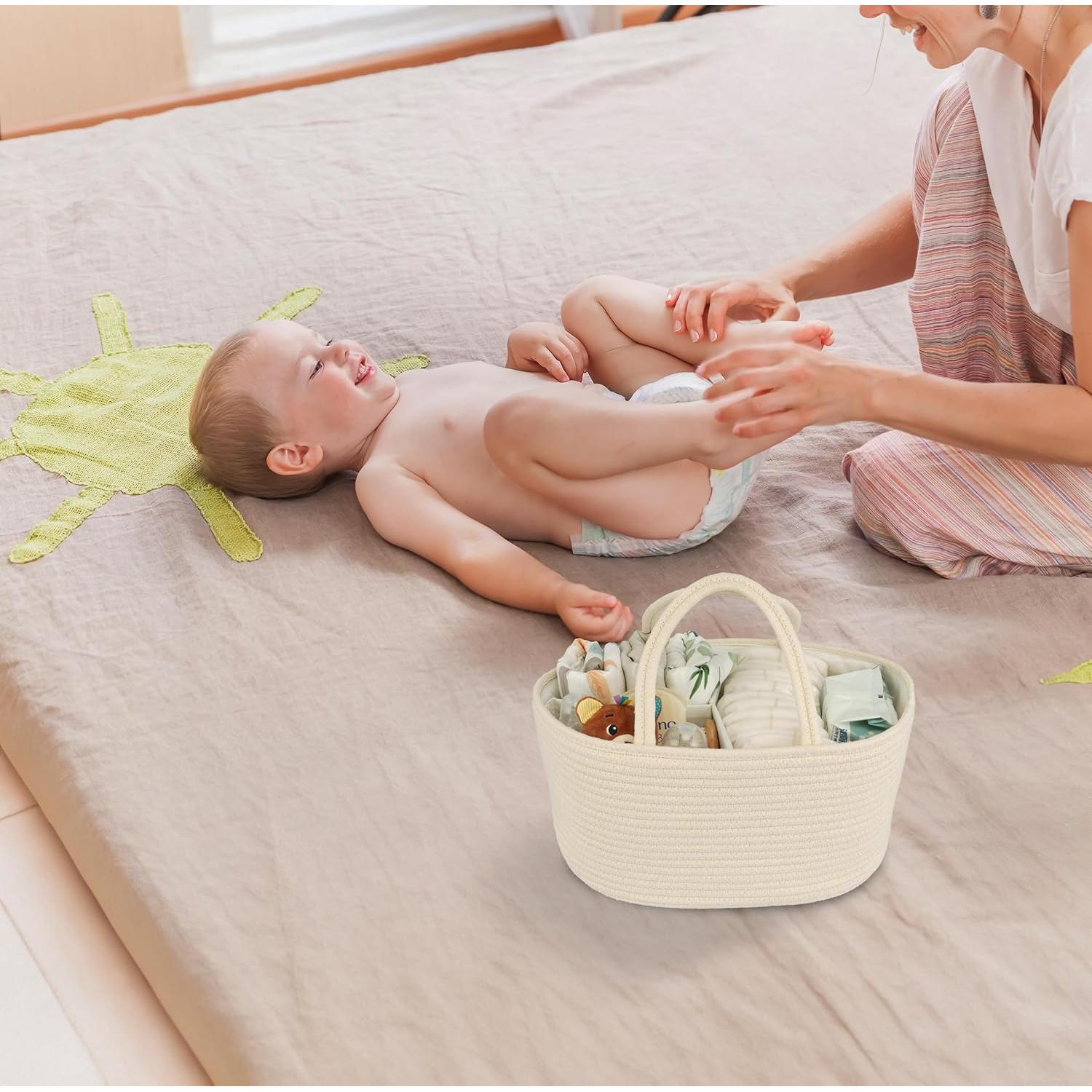 Organizador de Pañales Grande JUNBOLE Beige Caddy Portátil