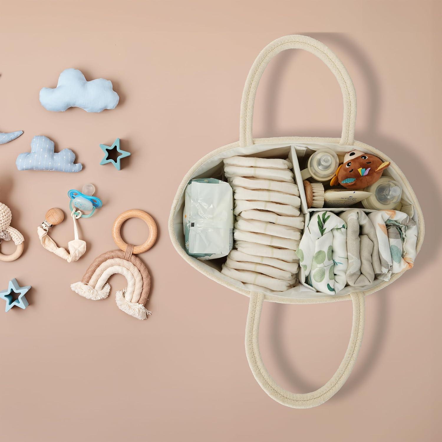 Organizador de Pañales Grande JUNBOLE Beige Caddy Portátil