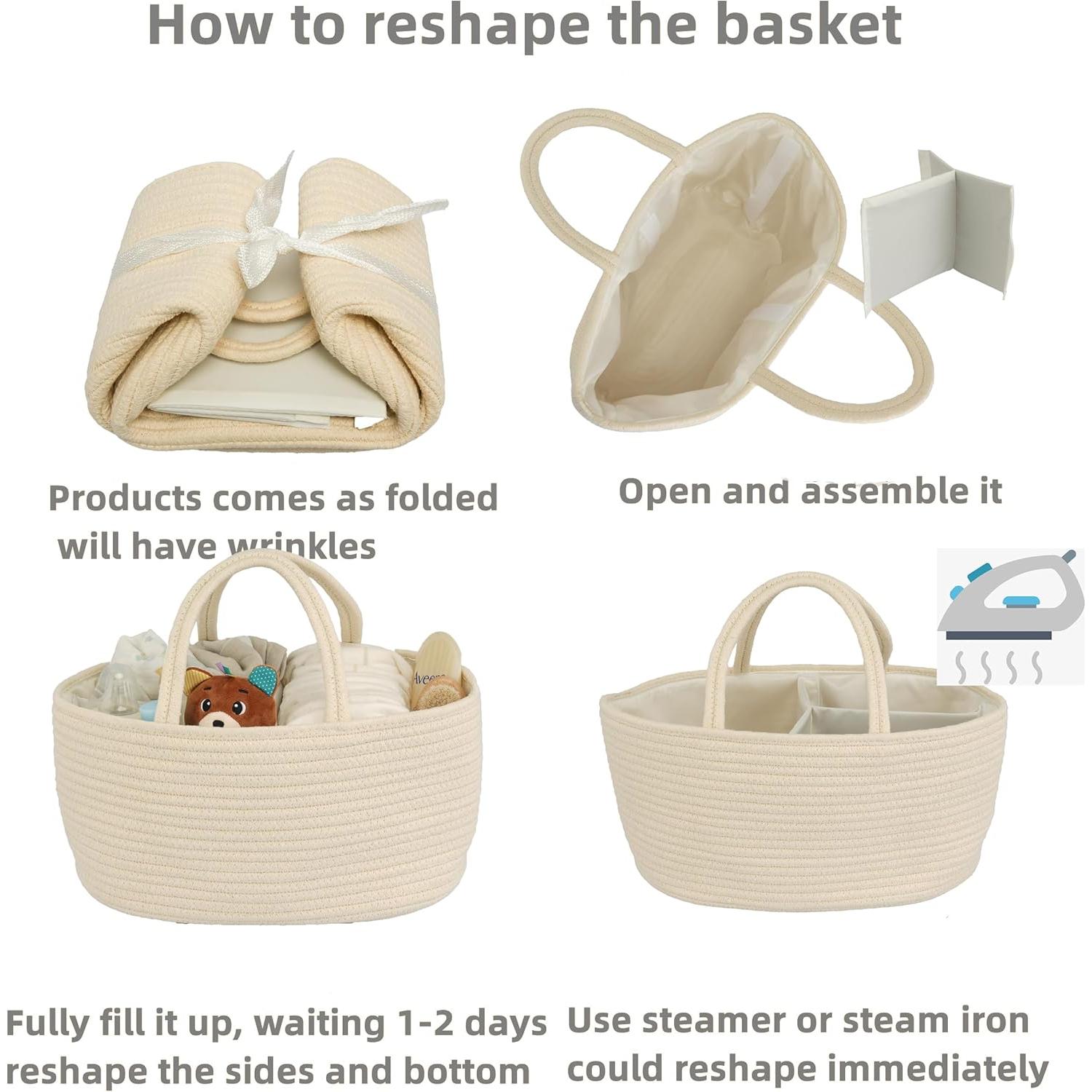 Organizador de Pañales Grande JUNBOLE Beige Caddy Portátil