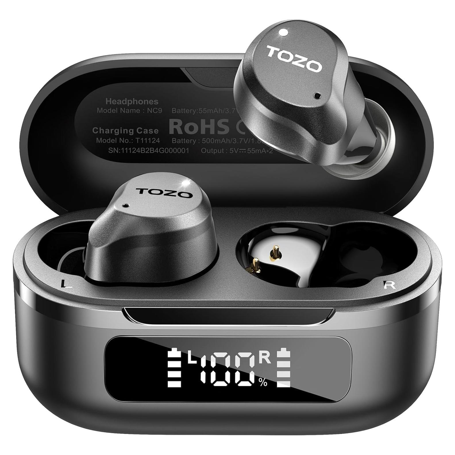 TOZO Auriculares Inalámbricos NC9 con ANC y 59H Reproducción