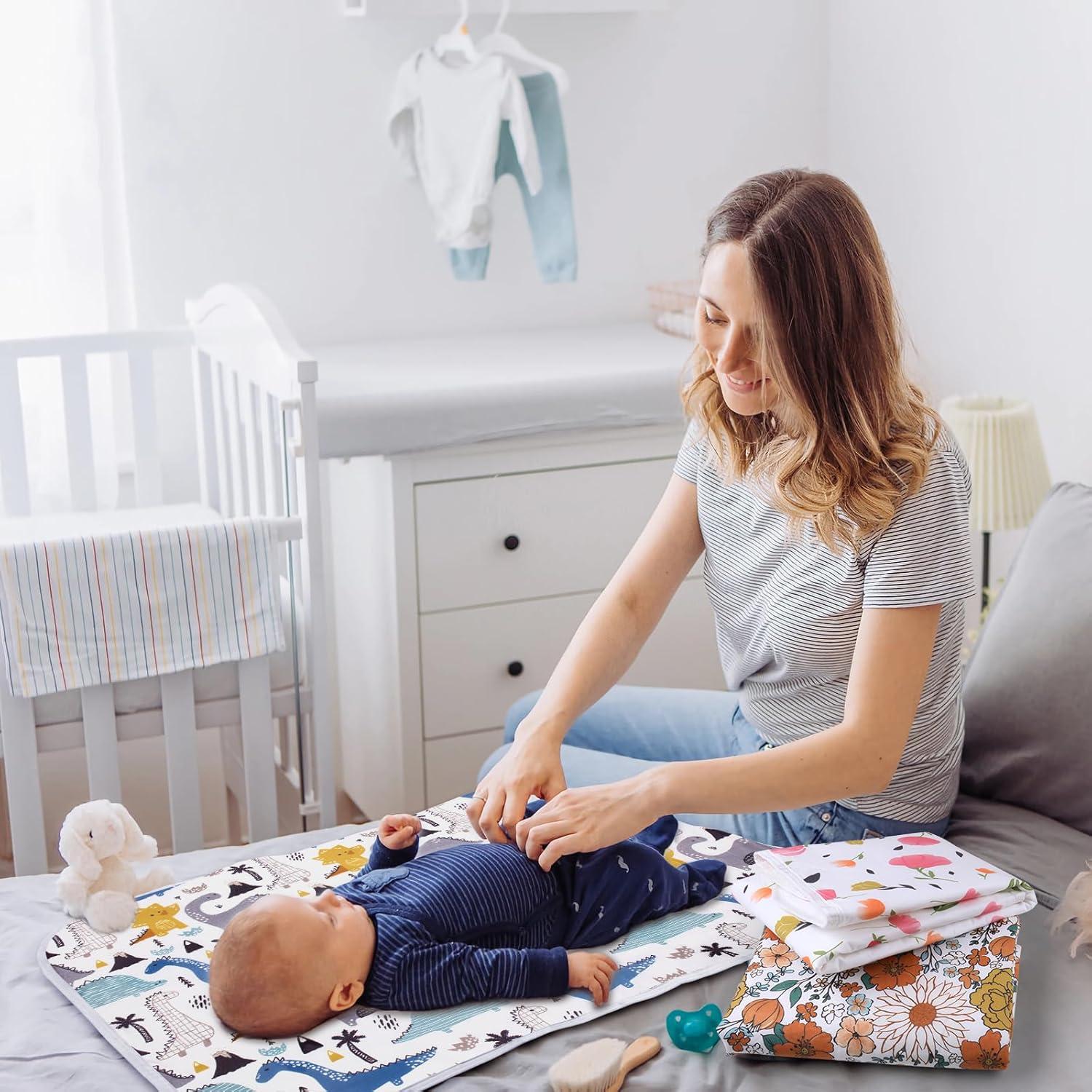 Alfombrilla para Cambiar Pañales Bnditeu 61x76cm Dinosaurio Azul