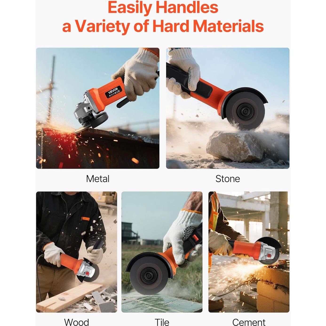 Amoladora Angular VEVOR 1000W 4.5" 12000RPM con Protector Ajustable