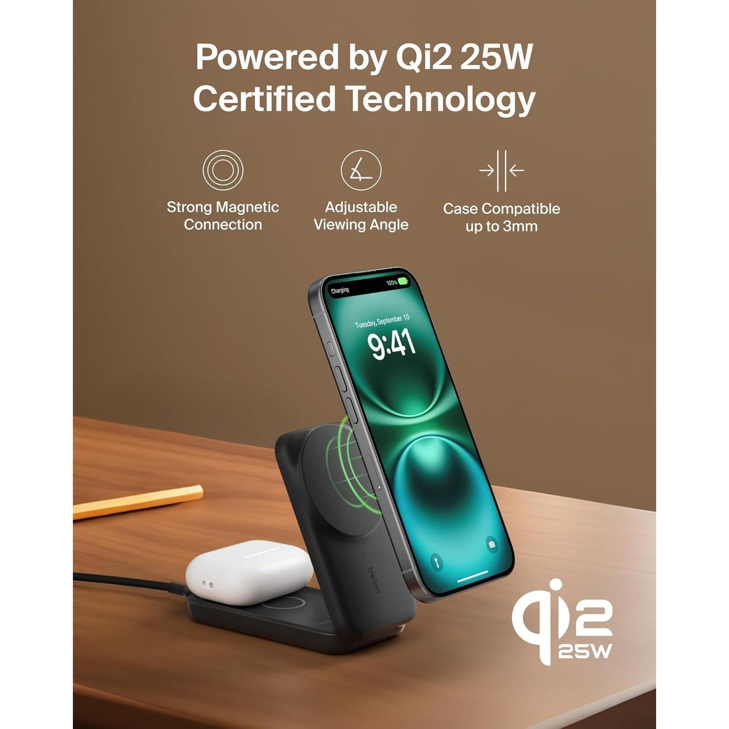 Cargador Inalámbrico Magnético Belkin 2-en-1 25W Qi2 para iPhone