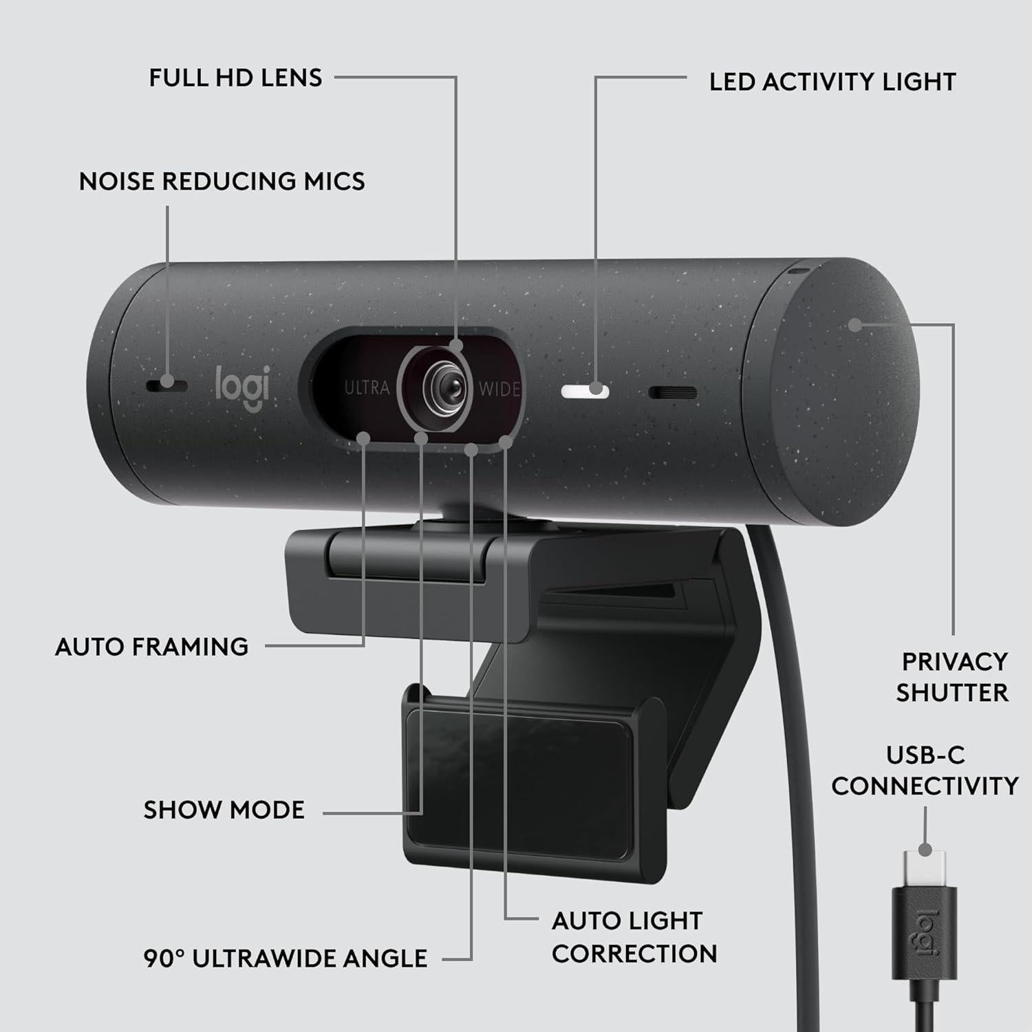 Webcam Logitech Brio 505 Full HD con micrófonos y obturador