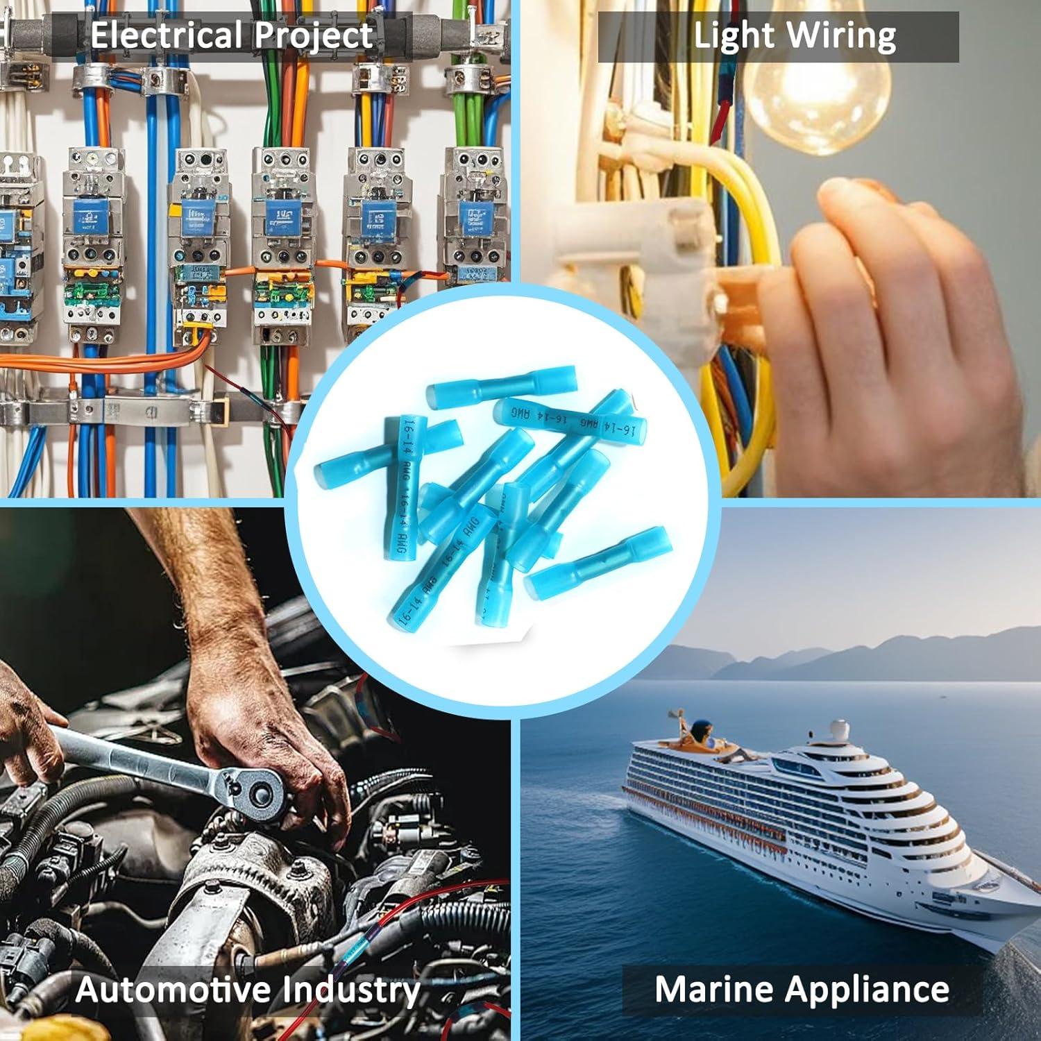 Kit de Conectores de Empalme Térmico 50 Pcs Azul 16-14 AWG