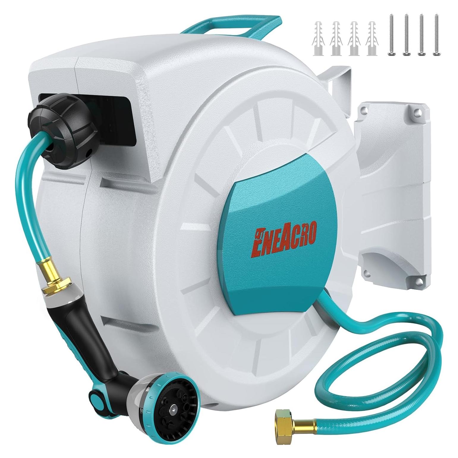 Carrete de Manguera Retráctil ENEACRO 1/2" x 20.12m con Boquilla