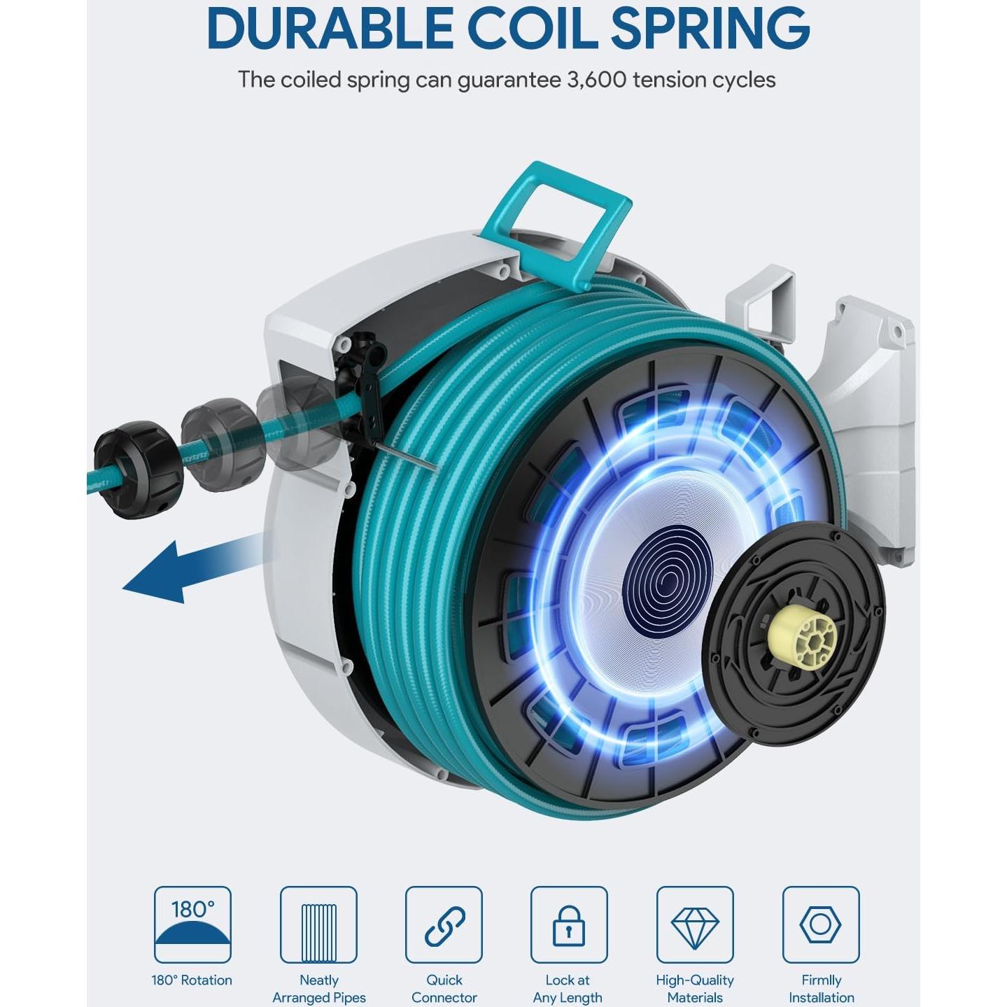 Carrete de Manguera Retráctil ENEACRO 1/2" x 20.12m con Boquilla