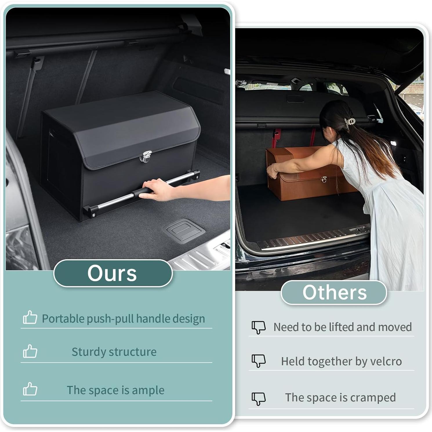 Organizador de Maletero Genérico de Cuero Negro 37L